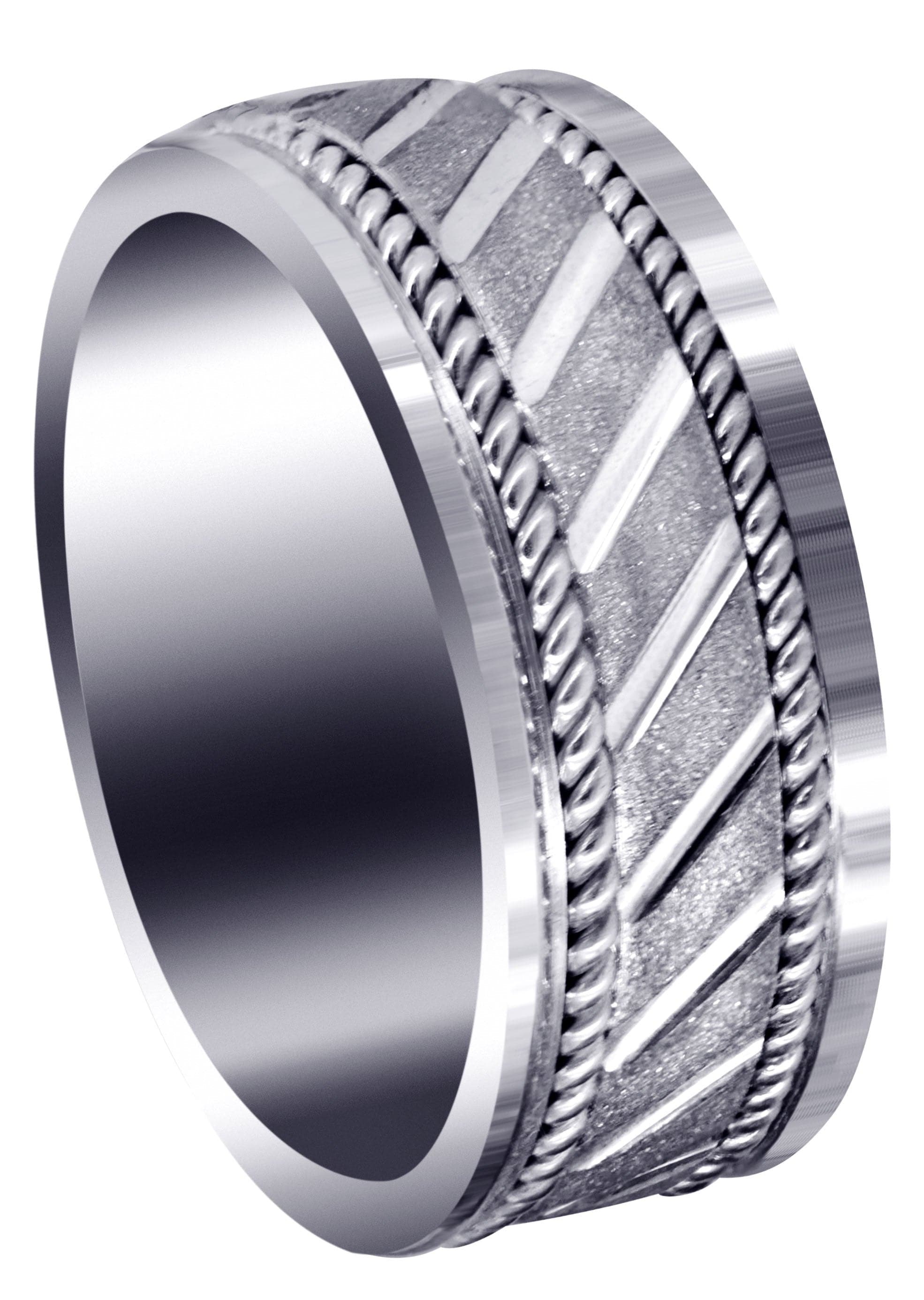 Brantley Contemporary Men's Wedding Band - Stone Finish Ring for Men | Perfect for Weddings, Anniversaries & Special Occasions