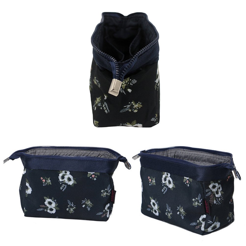 Waterproof Travel Makeup Bag Organizer - Portable Cosmetic Pouch with Zipper for Women | Navy Blue Cosmetic Case for Brushes & Toiletries | Perfect for Vacation, Gym, Airplane Carry-on & Daily Use