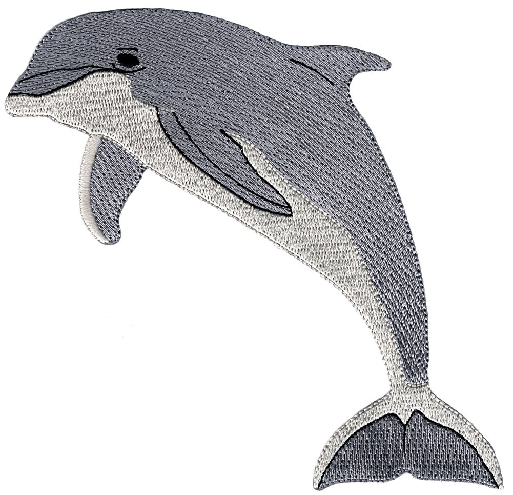 Dolphin Embroidered Patch - Bottlenose Dolphin Iron-On Applique for Jackets, Bags & DIY Crafts | Marine Life Sewing Accessory