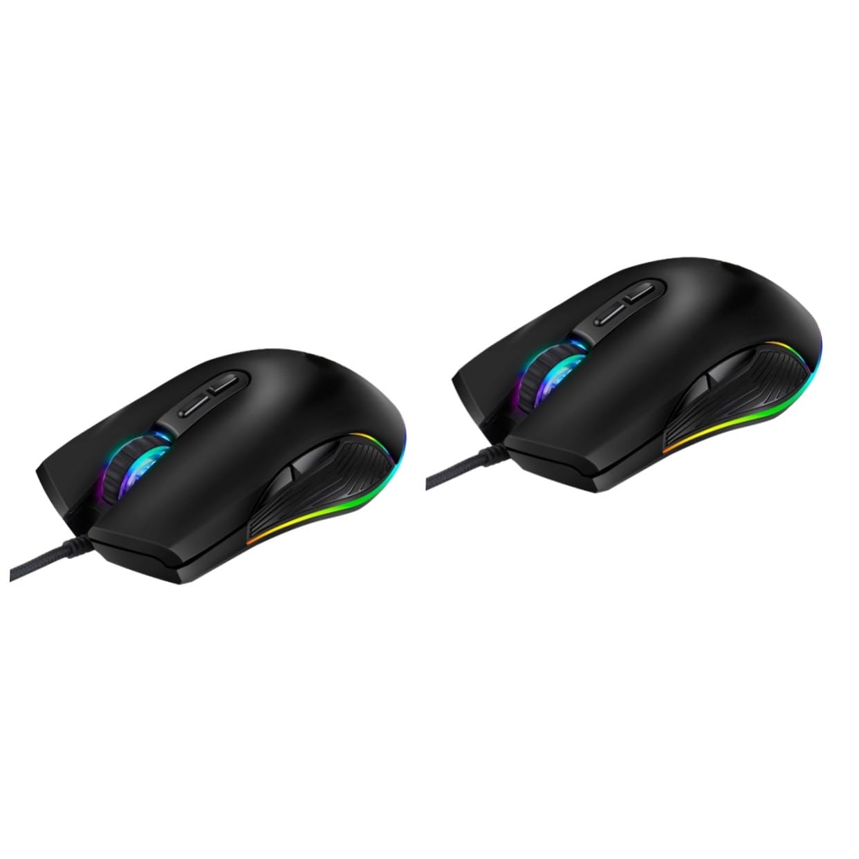 Gadpiparty 2-Pack RGB Gaming Mouse with 7 Buttons & 4 Lighting Modes - Wired Ergonomic PC Gaming Mouse for Laptop & Computer - Perfect for FPS, MMO & Office Work