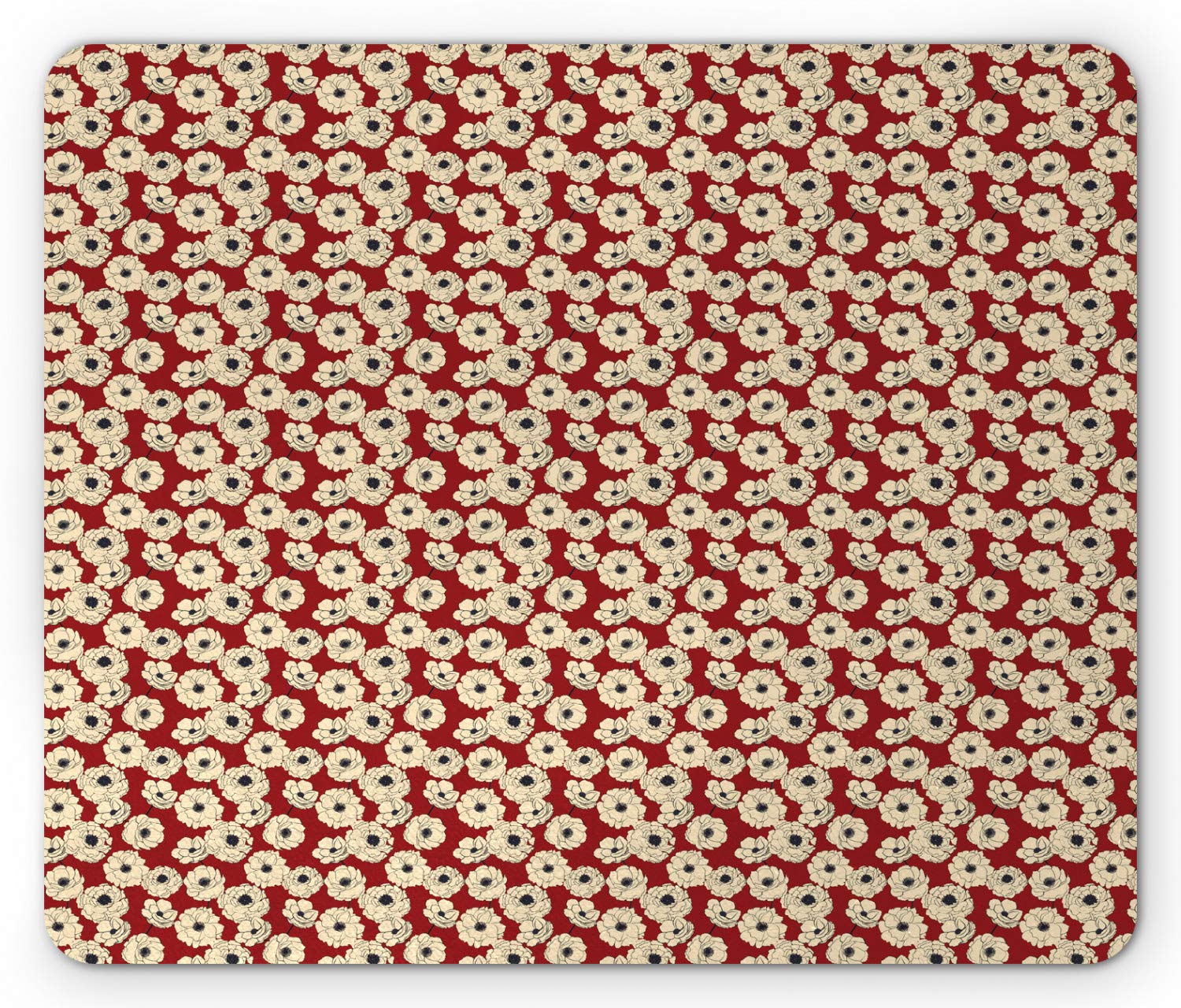 Ambesonne Floral Mouse Pad - Blossoming Romantic Flowers Design, Non-Slip Rubber Base, Standard Size (9