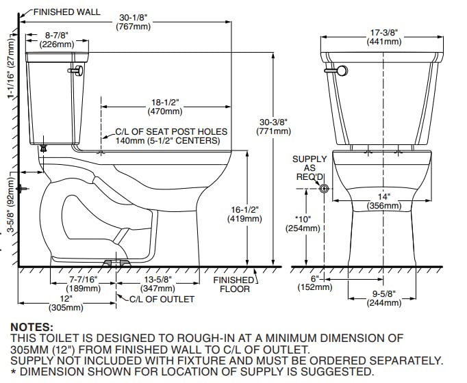 American Standard 4188A104.020 Cadet Pro Toilet Tank - 3 Gallon, White | High-Efficiency Water-Saving Toilet Replacement Part for Bathroom Renovation & Home Improvement