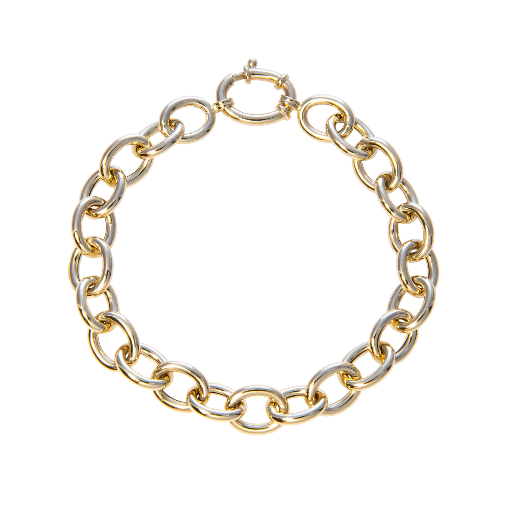 14K Yellow Gold Italian Small Oval Link Bracelet for Women - Elegant Minimalist Jewelry for Everyday Wear & Special Occasions