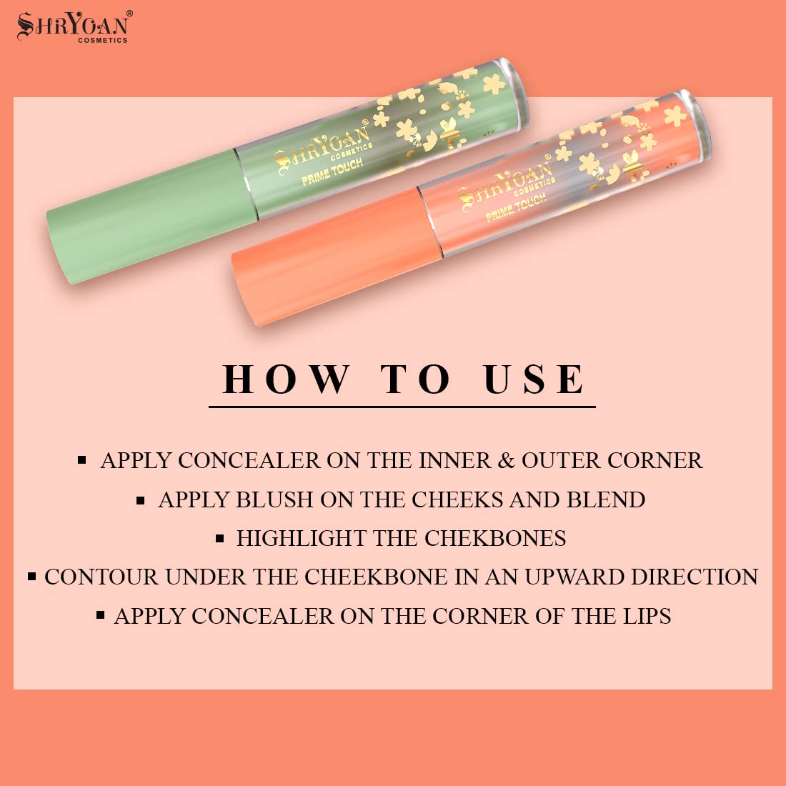 Shryoan Prime Touch Liquid Concealer - Full Coverage, Long Lasting & Waterproof Face Makeup | Easy to Blend for Flawless Skin | Perfect for Daily Wear, Special Occasions & Photo Shoots (8g)