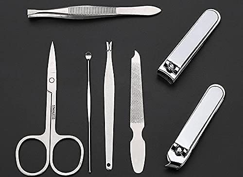 7 in 1 Manicure & Pedicure Kit with Mini Storage Purse - Stainless Steel Nail Care Set for Home & Travel | Aabhir TRADERS Multi-Color Beauty Tools