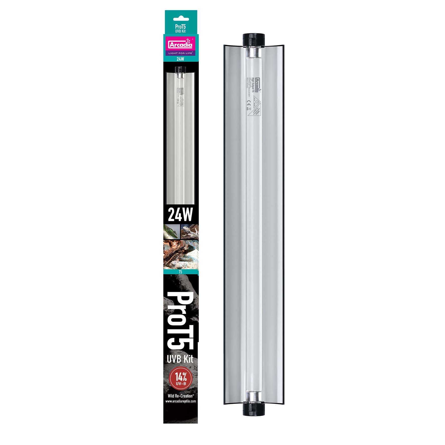 Arcadia Pro T5 UVB Lighting Kit 24W for Reptiles - Essential Lighting for Bearded Dragons, Tortoises & Lizards - Perfect for Terrariums & Vivariums