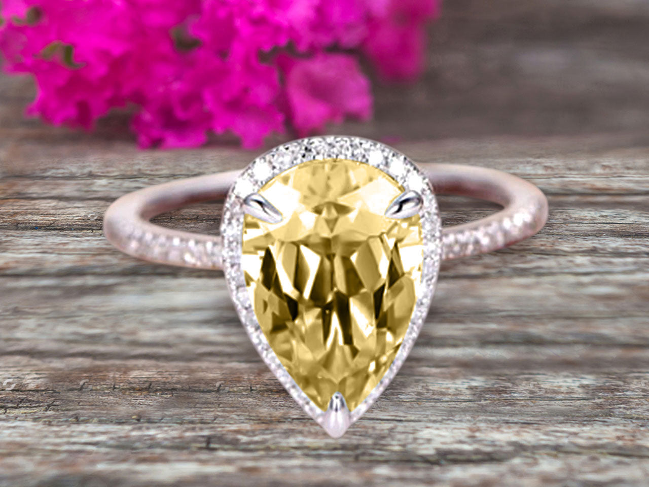 1.50 Carat Pear-Shaped Champagne Moissanite Engagement Ring in 10K Rose Gold with Halo Setting – Perfect for Proposals, Anniversaries & Romantic Occasions