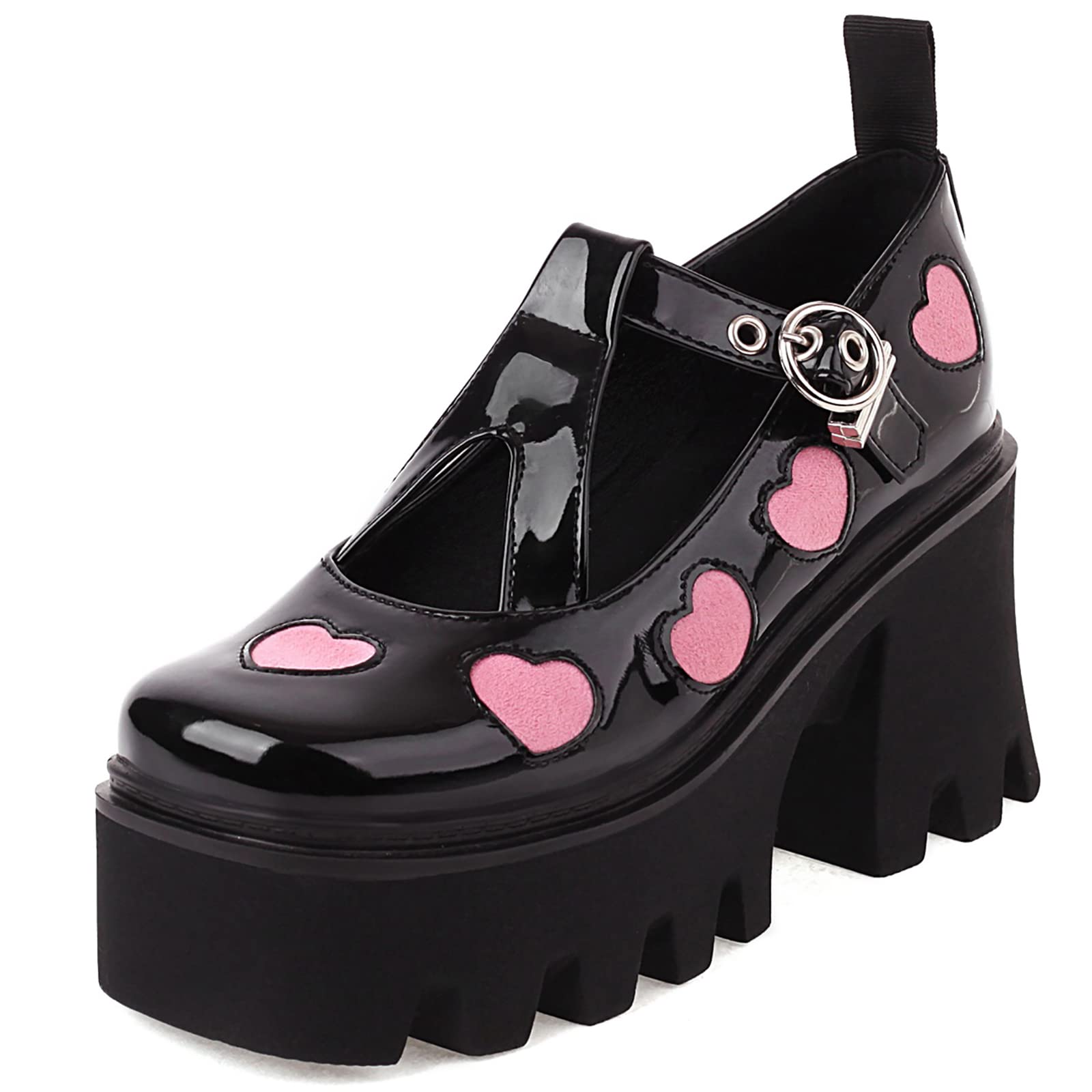 Women's Lolita Cosplay Shoes - Gothic Princess Mary Jane Platform Heels with Patent Leather & Square Toe for Role-Playing, Uniform Dresses & Gothic Fashion (Perfect for Anime Conventions, Costume Parties & Gothic Events)