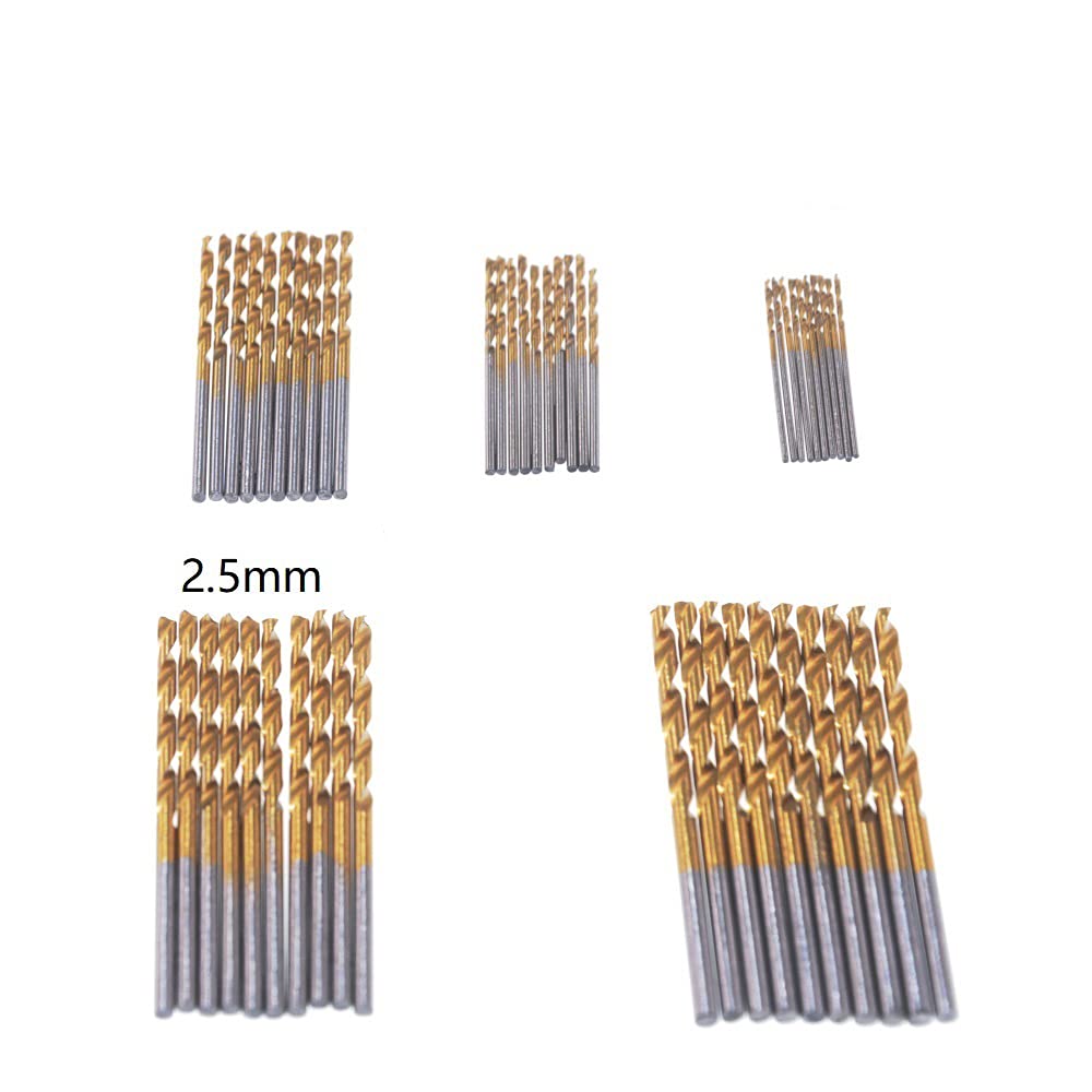 50Pcs HSS Titanium Coated Twist Drill Bit Set - 1/1.5/2/2.5/3mm High Speed Steel Woodworking Tools for DIY Projects, Metal & Wood Drilling