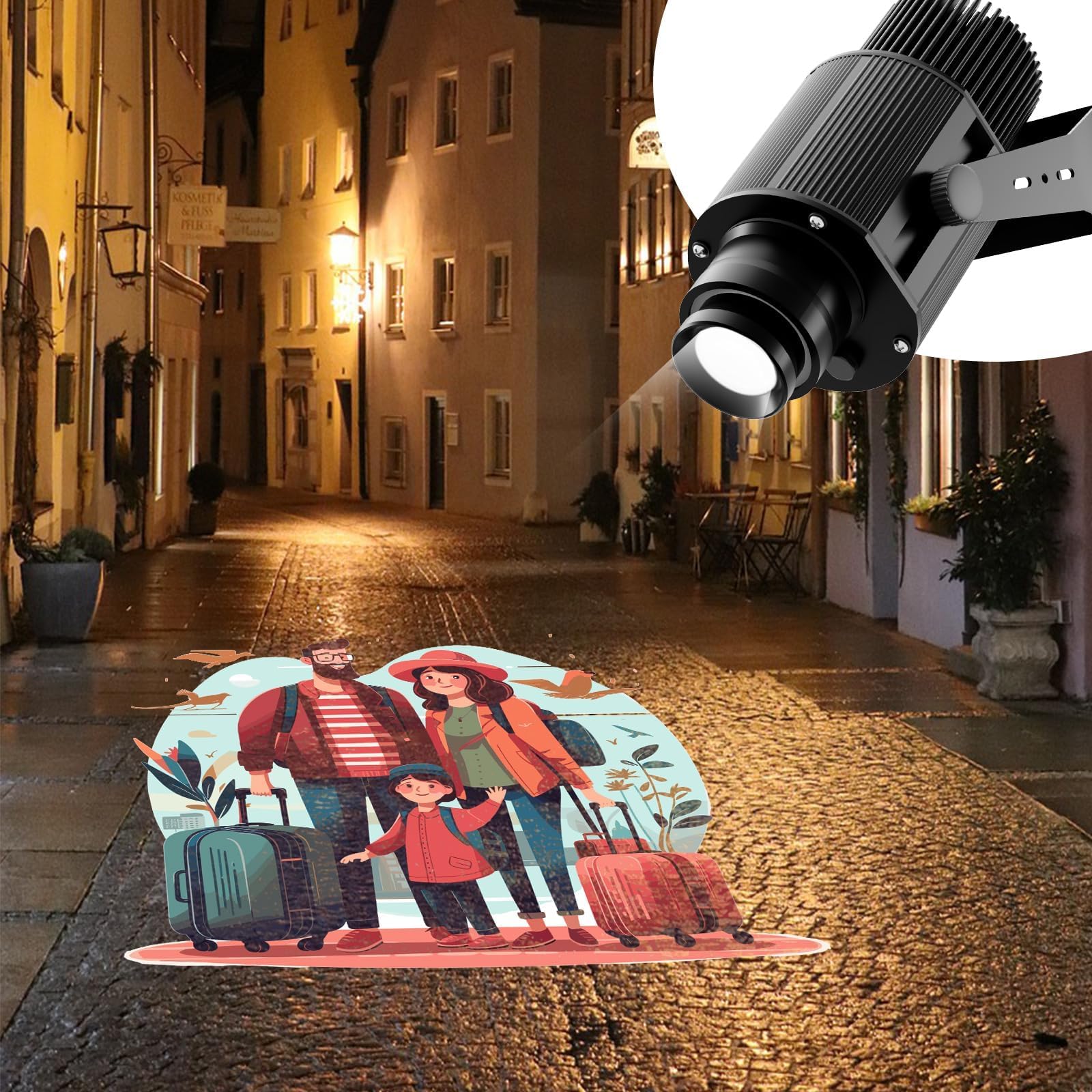 110W GOBO Projector with Custom LED Logo - Indoor & Outdoor Stage Lighting for Business Events, Weddings, and Concerts