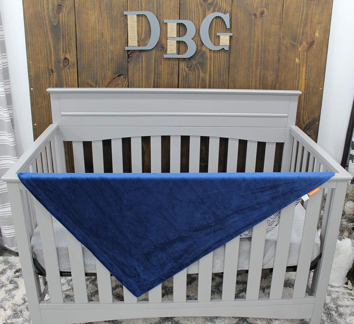 Dear Baby Gear Deluxe Baby Blanket - Unisex Reversible Soft Double Layer Blankets for Boys & Girls - Newborn Infant Crib Bedding Decor - Navy Dinosaur Roar Design, 40x30 Inches - Perfect for Nursery, Stroller & Swaddle