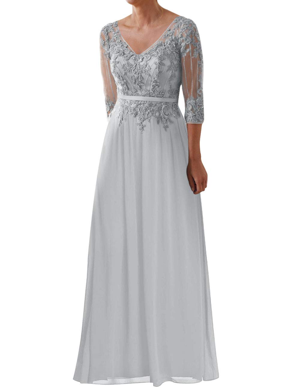 Elegant Lace Mother of The Bride Dress with Sleeves - Chiffon Formal Evening Gown for Weddings, Galas & Special Occasions