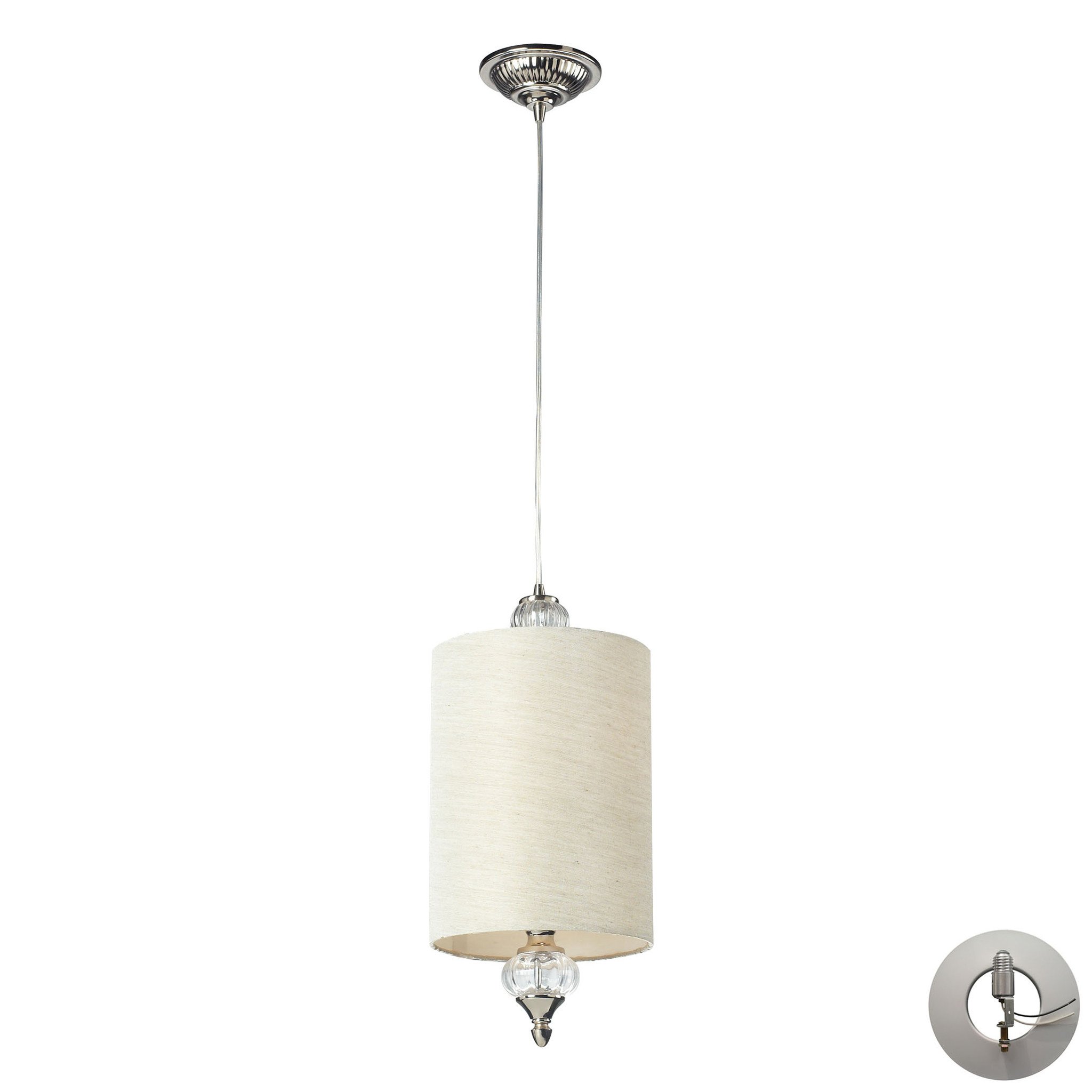 Elk Lighting 31302/1-LA Modern Polished Nickel Pendant Light Fixture - Perfect for Kitchen Island, Dining Room, or Bedroom Lighting