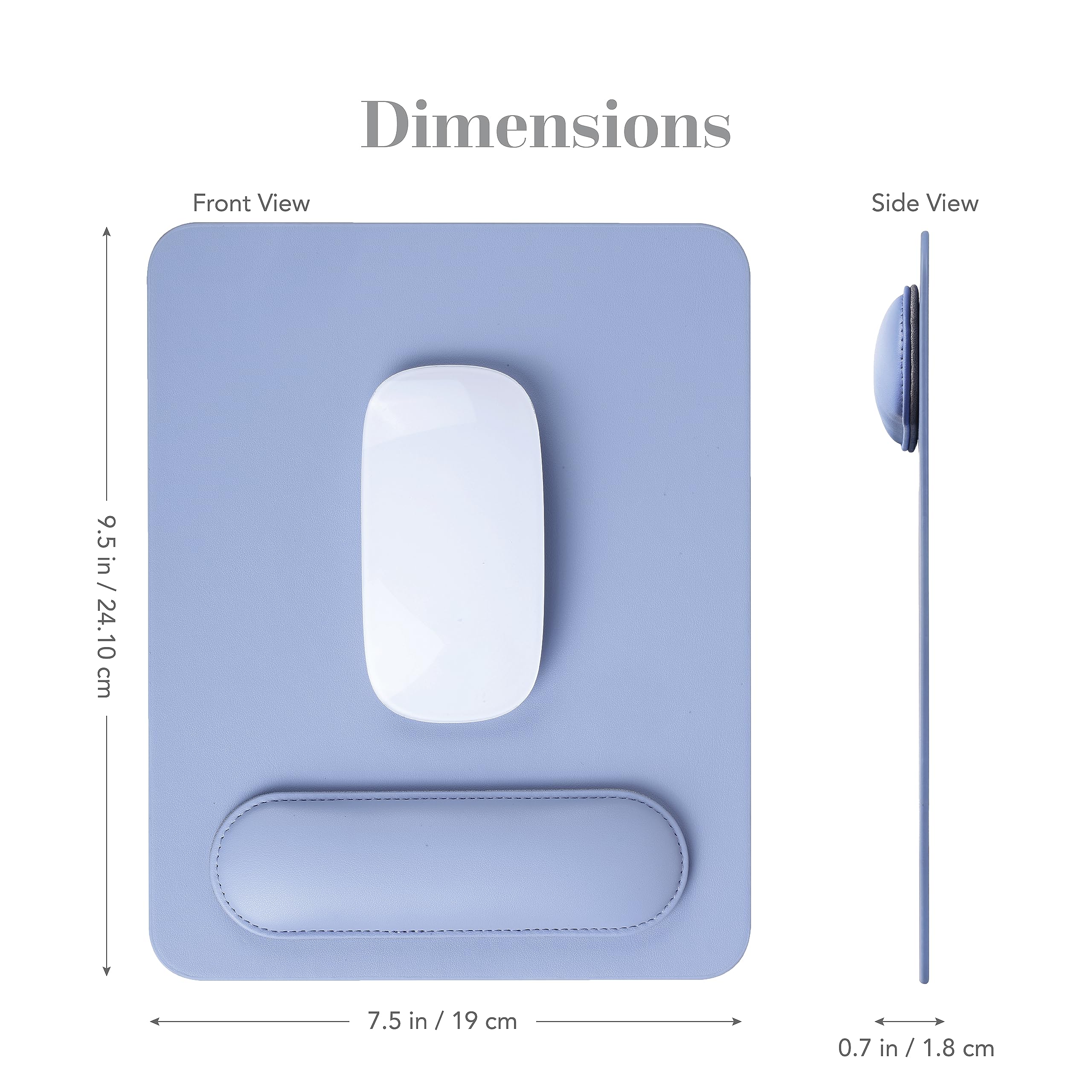 Vegan Leather Mouse Pad with Magnetic Wrist Rest - Hazy Blue Ergonomic Desk Mat with Anti-Slip Base for Office & Gaming | Comfortable Computer Accessory for Men & Women | Perfect for Workstations, Home Offices & PC Setups