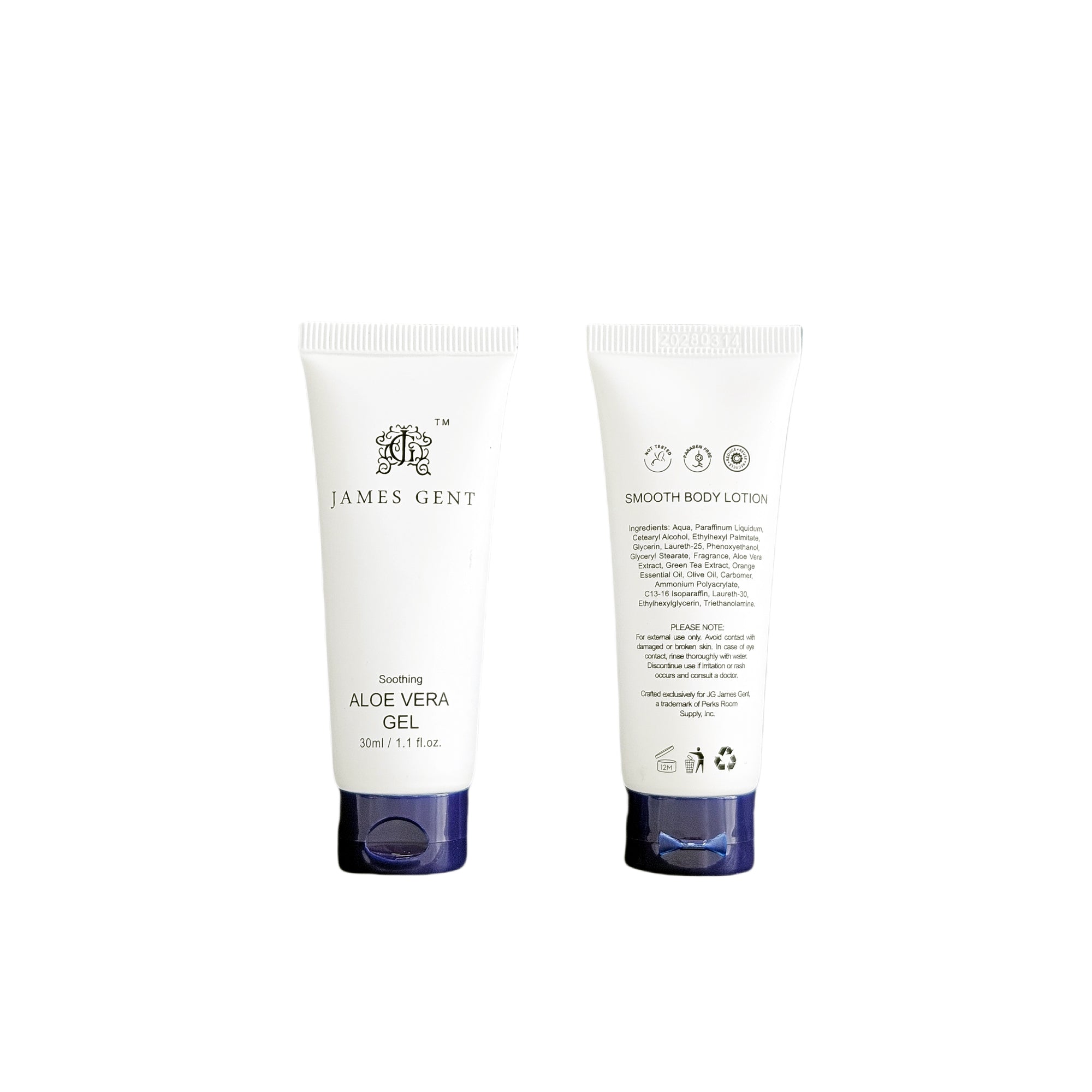 20-Pack James Gent Body Lotion & Aloe Vera Gel Travel Size Duo (120 Total) - Sunburn Relief & Moisturizing Gift Set for Men - Perfect for Travel, Gym, Post-Sun Care & Dry Skin Treatment