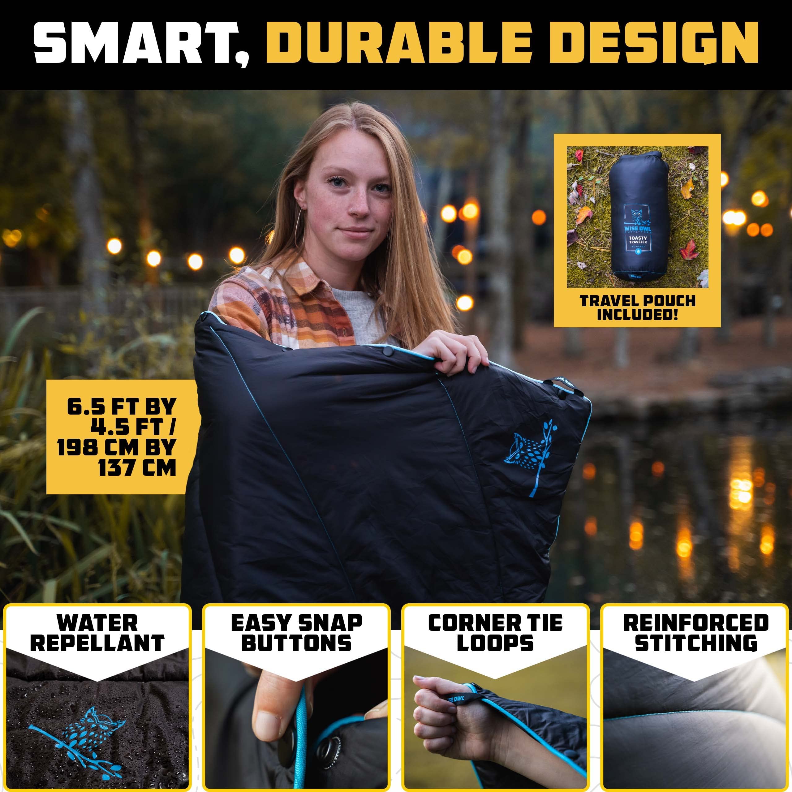 Wise Owl Outfitters Camping Pillow & Blanket Set - Lightweight & Compact for Backpacking, Hiking, Travel - Essential Winter Camping Gear for Tents, RVs & Outdoor Adventures