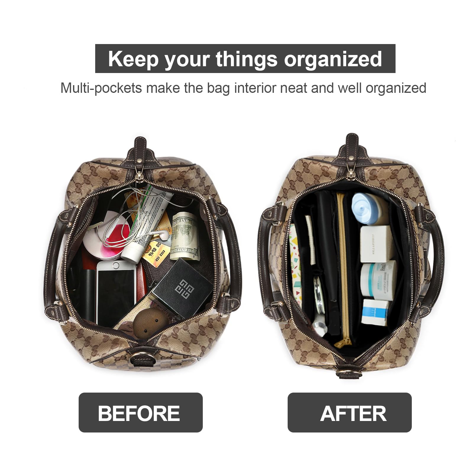 OMYSTYLE Felt Purse Organizer Insert - 5 Sizes for Tote Bags, Handbag Dividers Compatible with Longchamp, Neverfull, Speedy | Perfect for Travel, Work & Daily Organization