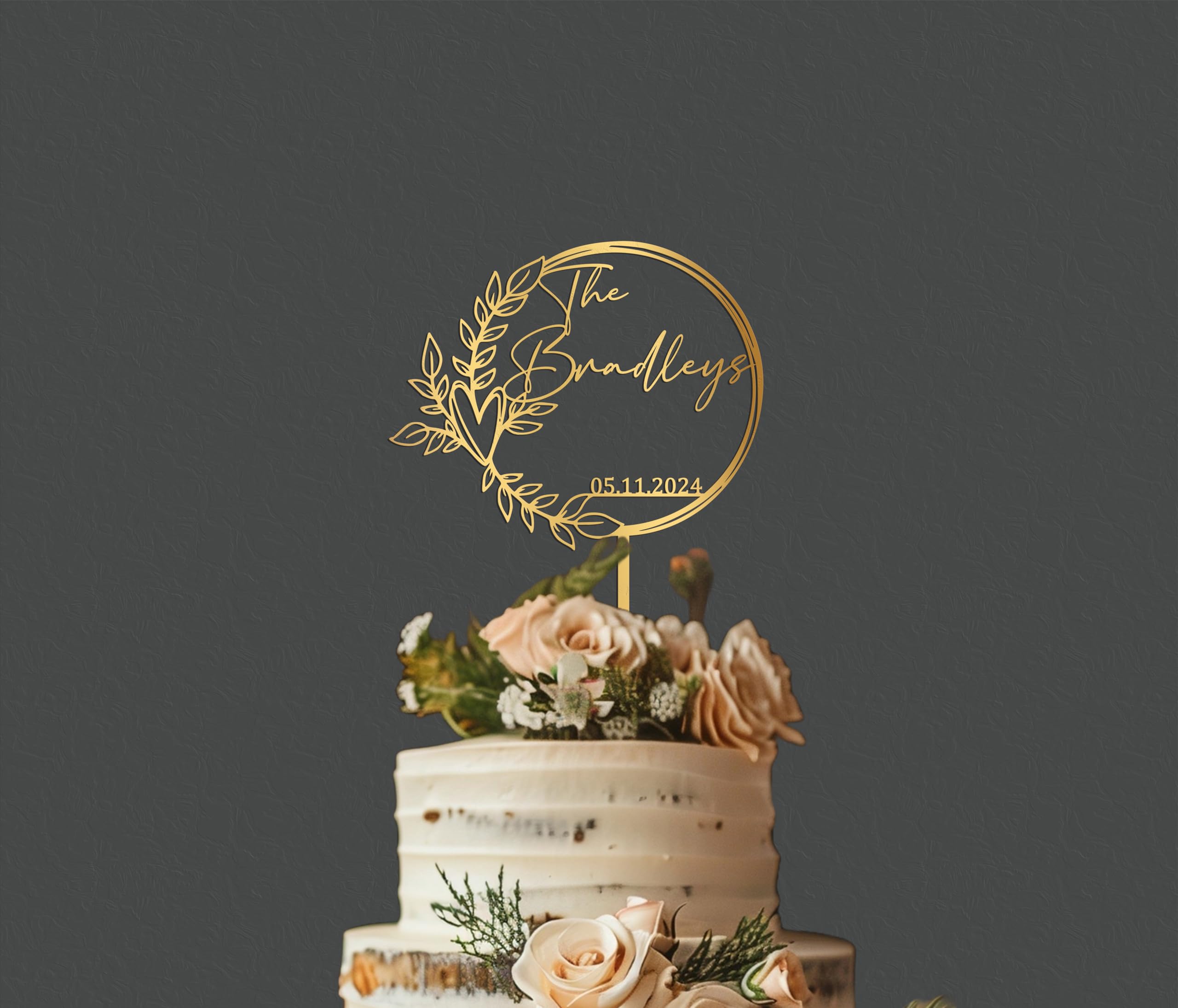 Rustic Wedding Cake Topper - Custom Script Cake Toppers for Wedding - Personalized Mr & Mrs Cake Topper - Perfect for Wedding Cakes, Anniversary Cakes & Special Celebrations