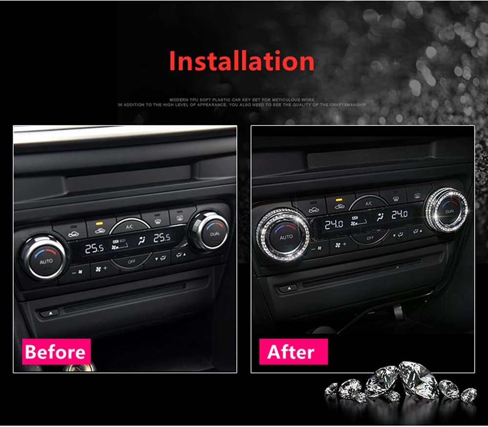 JEYODA Diamond Volume Button Stickers for Mazda CX-5 CX-9 & Mazda3 - Rhinestone Car Accessories for Steering Wheel & Dashboard Decoration - Perfect for Women's Car Interior Customization & Gift Ideas