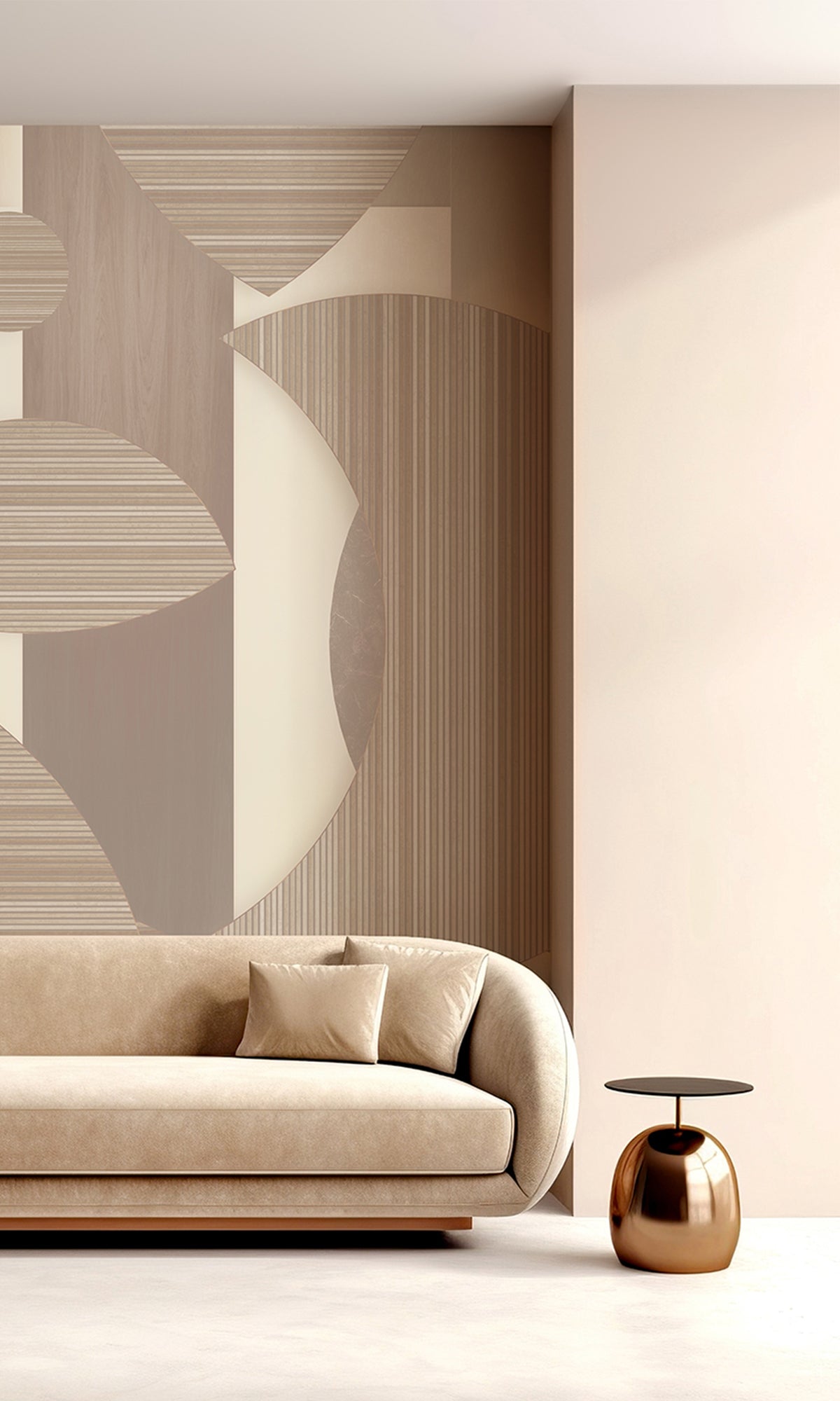 Beige Bronze Striped Mosaic Mural Wallpaper M2543 - Self-Adhesive Peel and Stick Wallpaper for Living Room, Bedroom, Kitchen Decor
