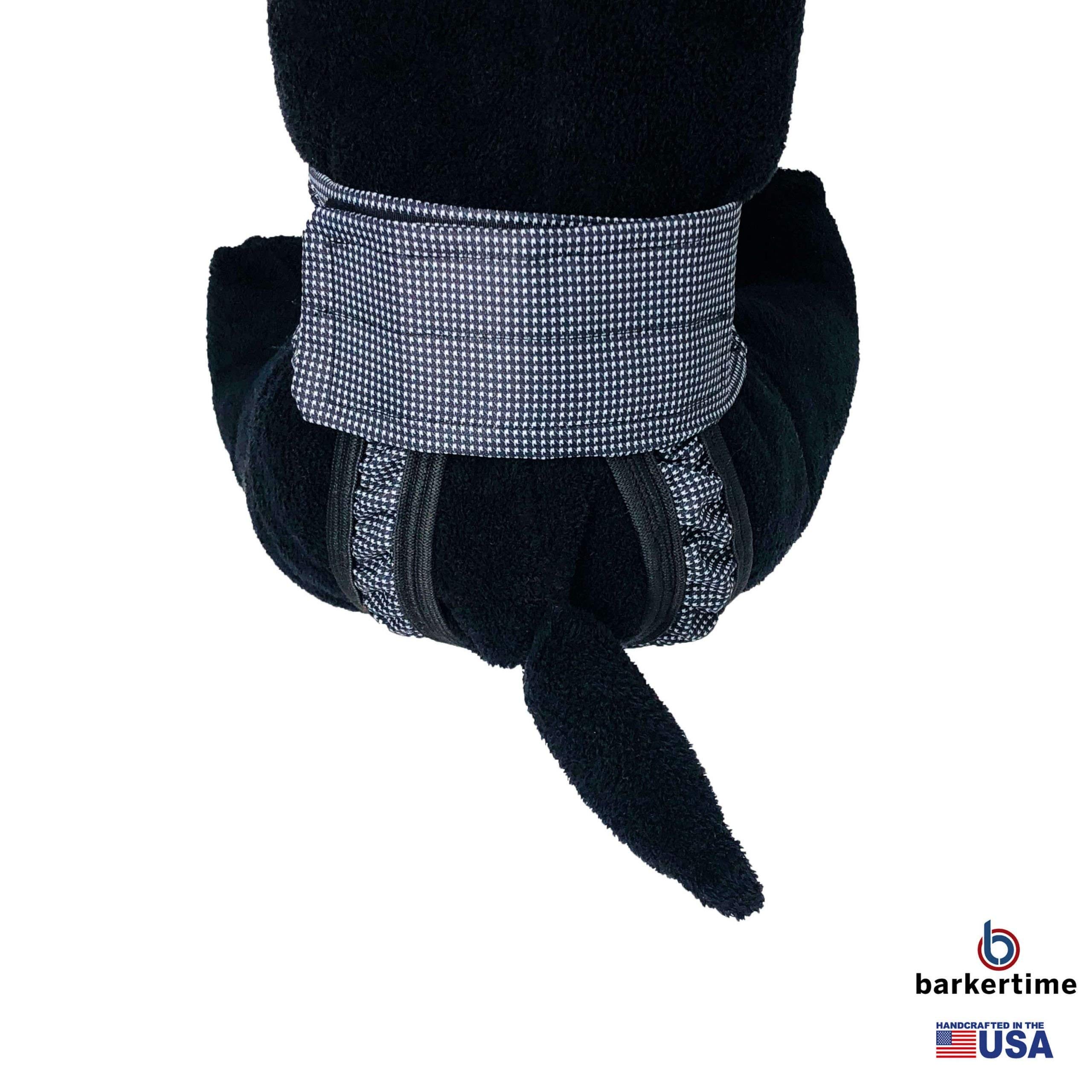 USA-Made Cat Diaper Stud Pants - Black & White Gingham Pull-Up Diapers for Spraying, Piddling & Incontinent Cats (Size L) - Allows Outdoor Defecation - Perfect for Travel, Vet Visits & Home Use
