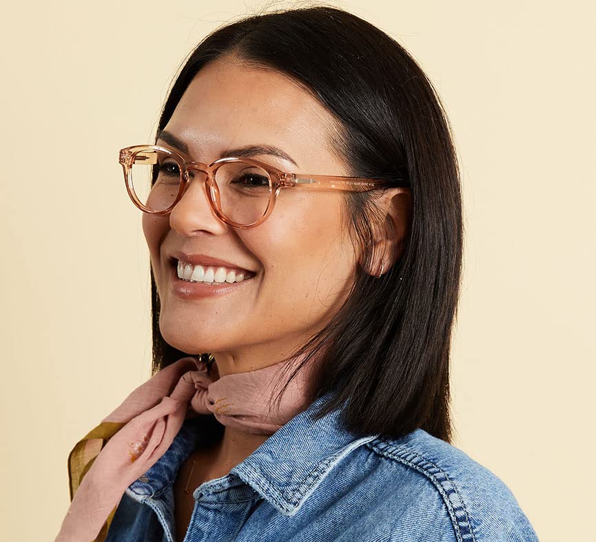 PeeperSpecs Smith Round Blue Light Blocking Reading Glasses +1.50 to +3.00 - Tan Tortoise Frame for Computer & Digital Eye Strain Relief - Perfect for Office Work, Reading & Screen Time