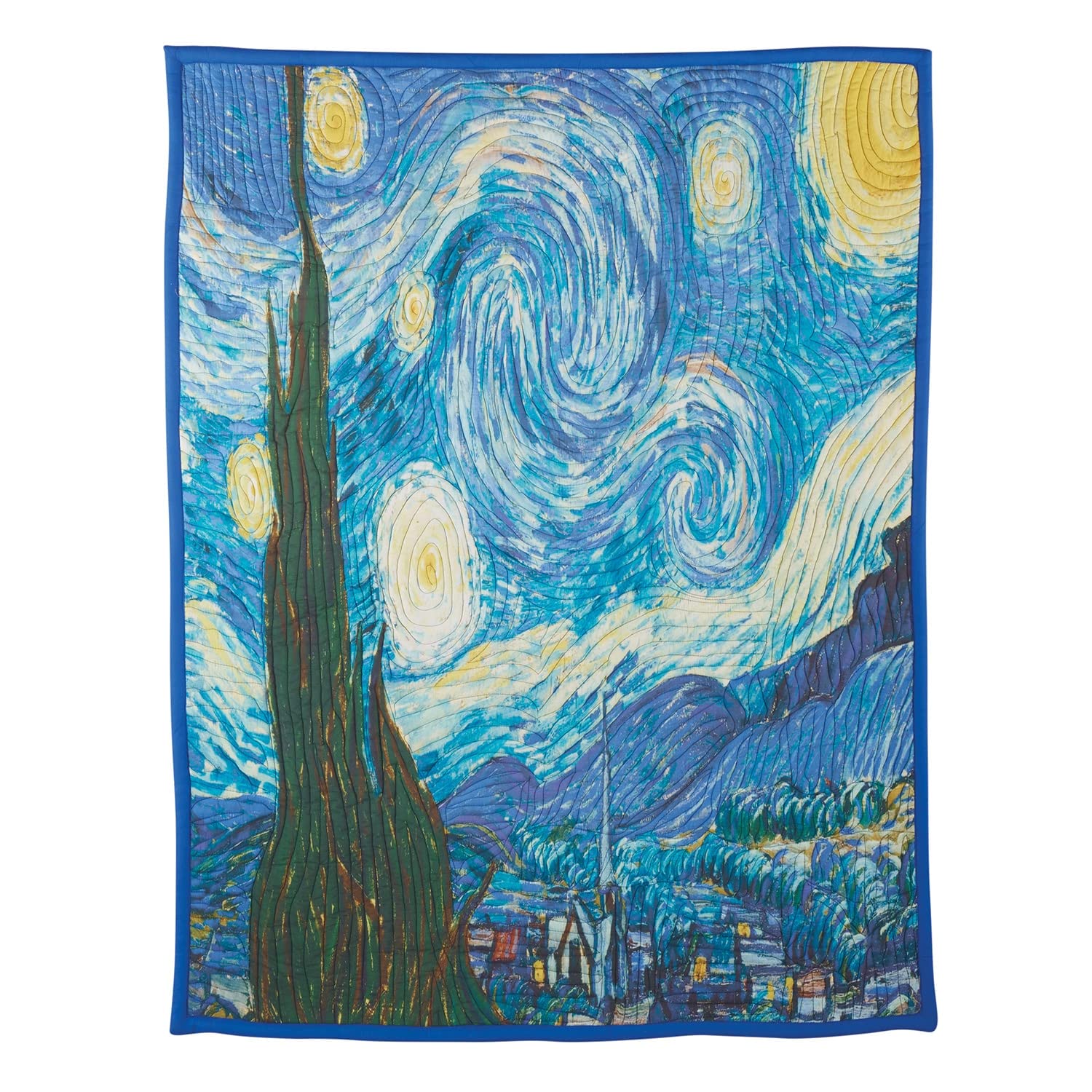 Starry Night Throw Blanket by Vincent Van Gogh - 50x65 Inch Quilted Afghan Blanket for Sofa, Bed & Armchair - Cozy Home Decor & Gift Idea