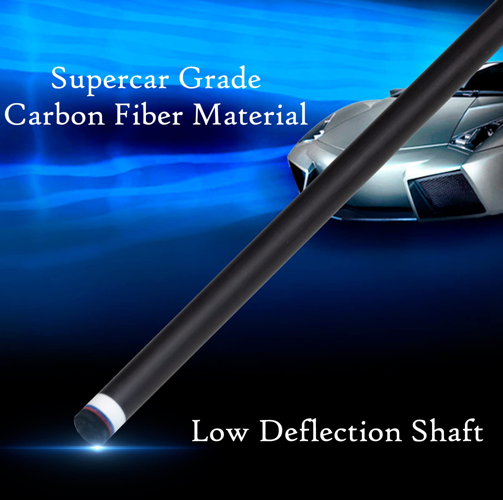 Premium Carbon Fiber Pool Cue - 11.8mm & 12.5mm Low Deflection Professional Billiard Stick with Protective Case | Perfect for Tournament Play & Home Game Rooms