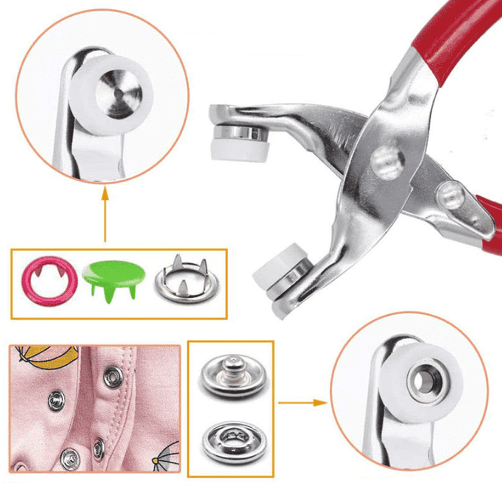 100Pcs Metal Sewing Buttons Press Stud Snap Fastener Kit with Plier Tool - DIY Clothing Repair, Jeans Jacket Crafting, Leather Accessories Making