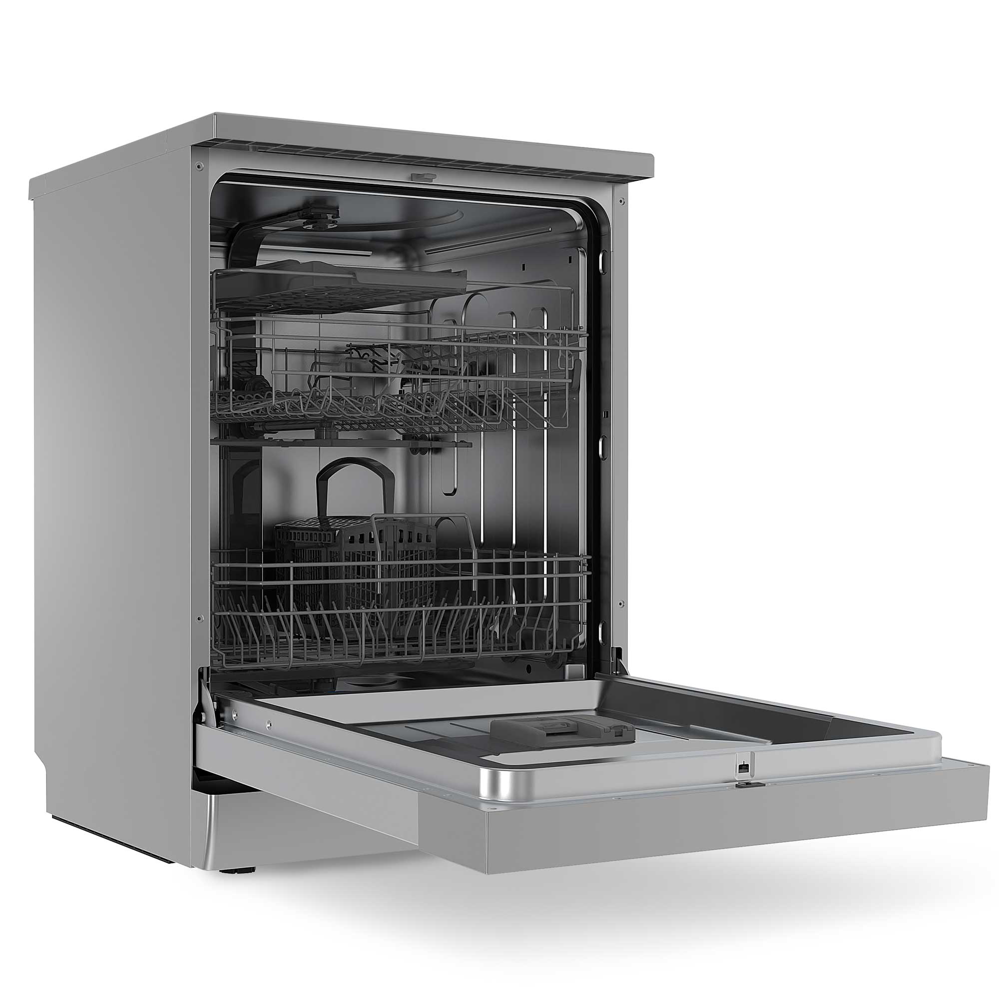 Baridi 60cm Freestanding Dishwasher - 14 Place Settings, 8 Wash Programs, LED Display, Energy Efficient, Silver (Model DH167) - Perfect for Small Kitchens, Apartments & Open-Plan Living Spaces