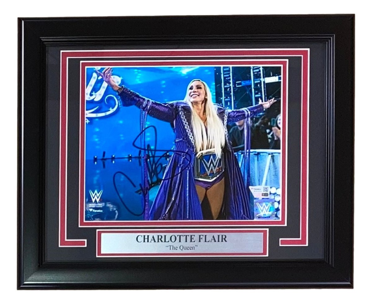 Charlotte Flair Autographed WWE 8x10 Photo - Framed Collectible Memorabilia for Wrestling Fans - Perfect for Man Cave, Sports Bar, or Gift for WWE Enthusiasts