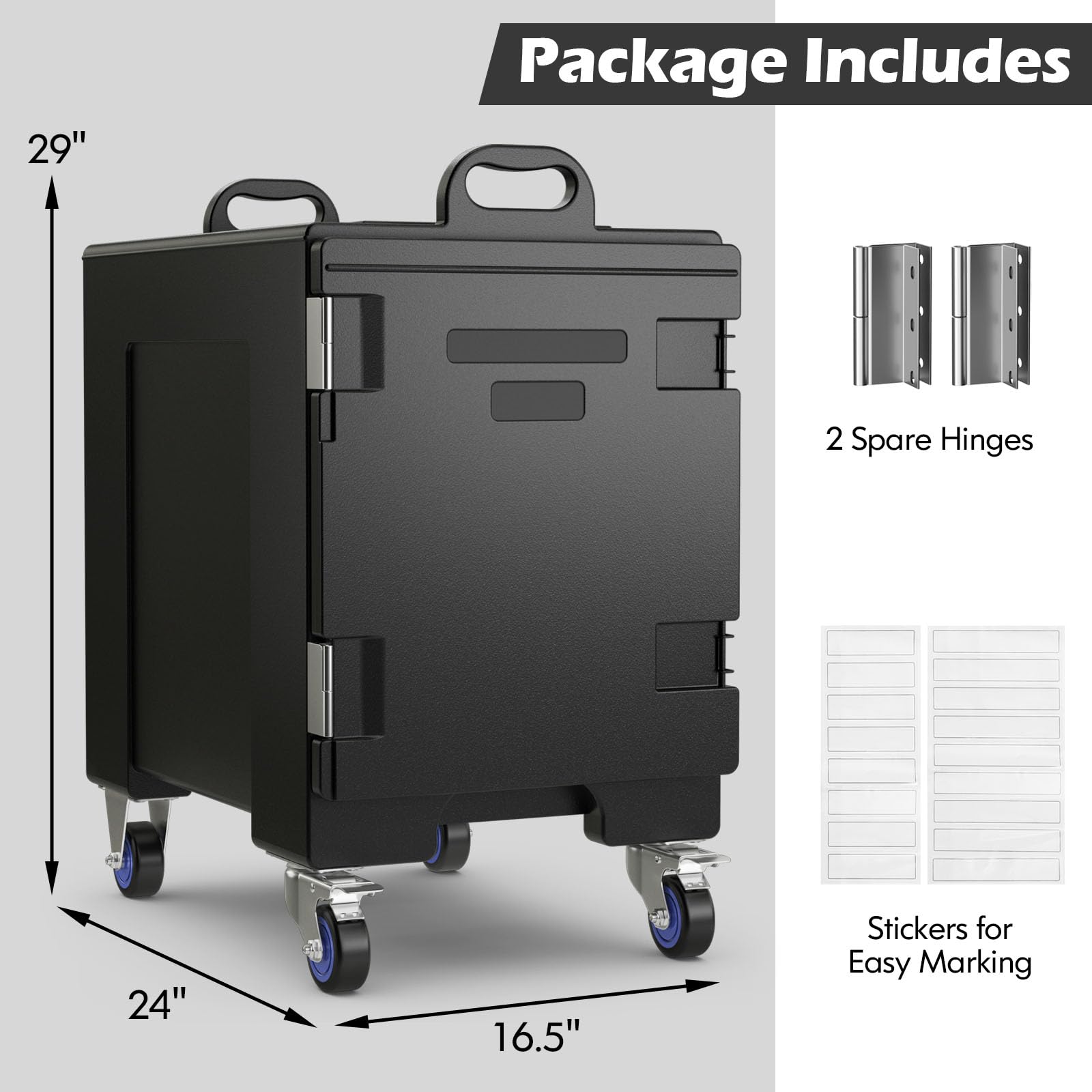 Giantex 81 Quart Insulated Food Pan Carrier with Wheels - Stackable LLDPE Food Warmer Box for Catering, Buffet & Parties - Portable Storage Container Holds 5 Full-Size Pans - Perfect for Outdoor Events, Restaurant Use & Food Delivery Services