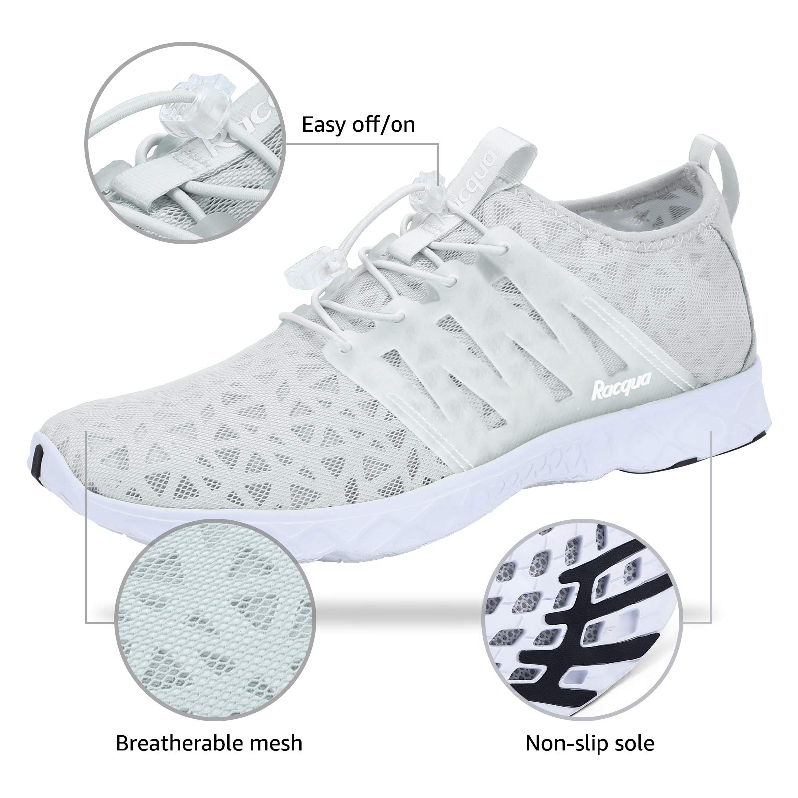 **Racqua Breathable Mesh Water Shoes for Women & Men - Lightweight Quick-Dry Aqua Shoes for Swimming, Beach, Surfing, Yoga & Outdoor Activities**