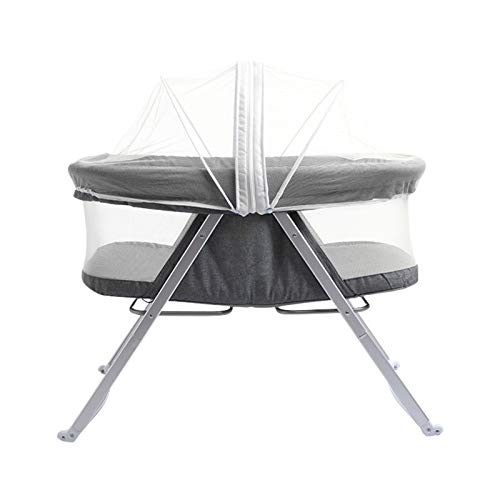 Portable Folding Baby Crib with Mosquito Net - Multi-Functional Travel Crib for Infants & Toddlers, Gray - Perfect for Home, Travel, and Outdoor Use