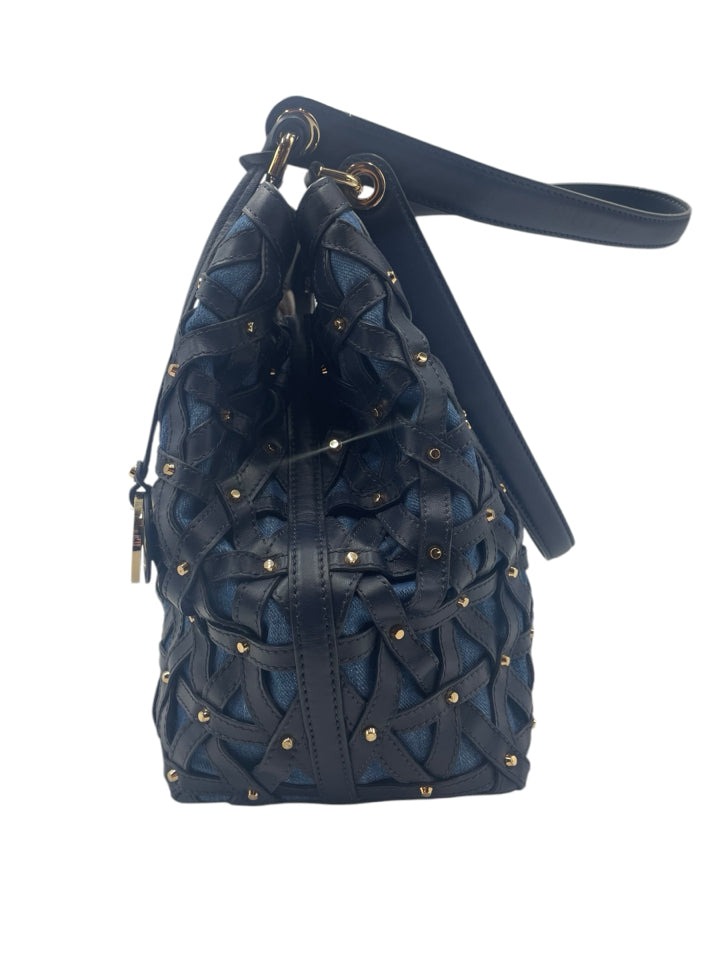 Michael Kors Raven Denim & Leather Shoulder Bag for Women - Stylish Crossbody Purse for Work, Travel & Everyday Use