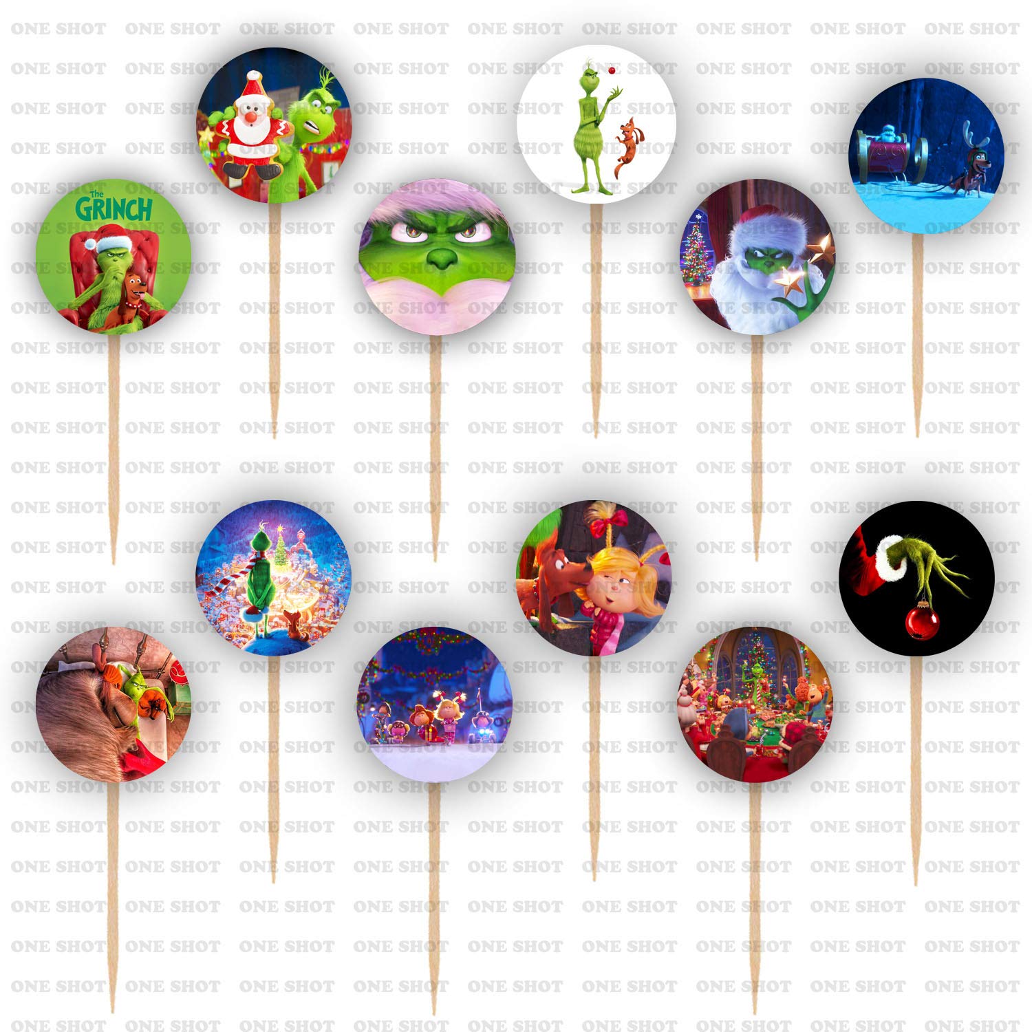 Festive The Grinch Cupcake Toppers - 24pcs Christmas Party Decorations for Holiday Baking, Birthday Cakes, and DIY Dessert Decorating