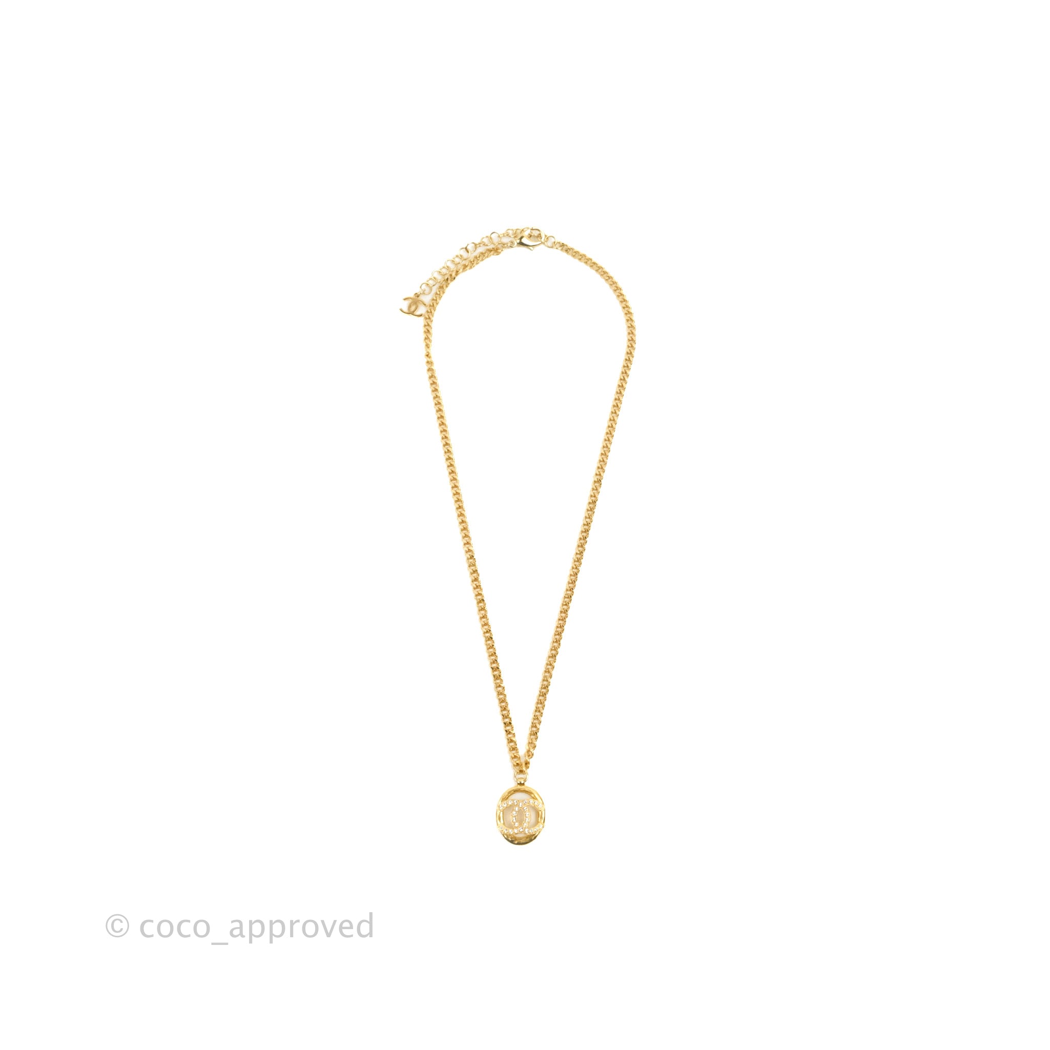 Chanel CC Crystal Necklace Gold Tone 22A - Elegant Fashion Jewelry for Women | Perfect for Parties, Weddings & Special Occasions