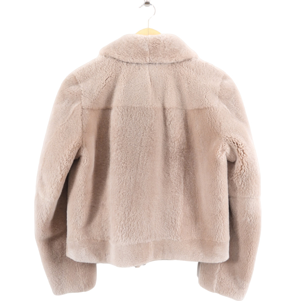 Brunello Cucinelli Castarino Moto Jacket in Quartz Pink - Women's Luxury Leather Biker Jacket for Motorcycle Riding & Fashion Outfits