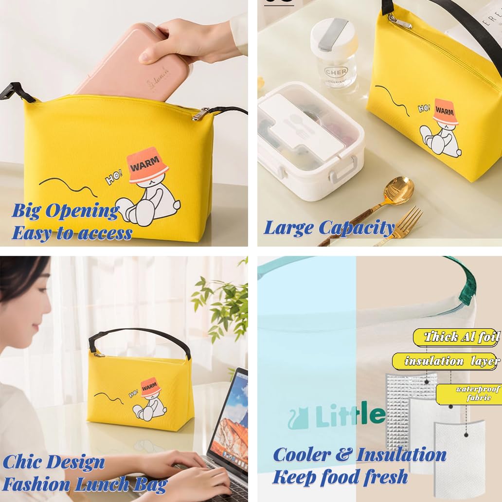 Insulated Lunch Bag for Work - Reusable Bento Cooler Tote for Women & Men - Office Lunch Box with Leakproof Design (Cream White) - Perfect for Meal Prep, Picnics & Commuting