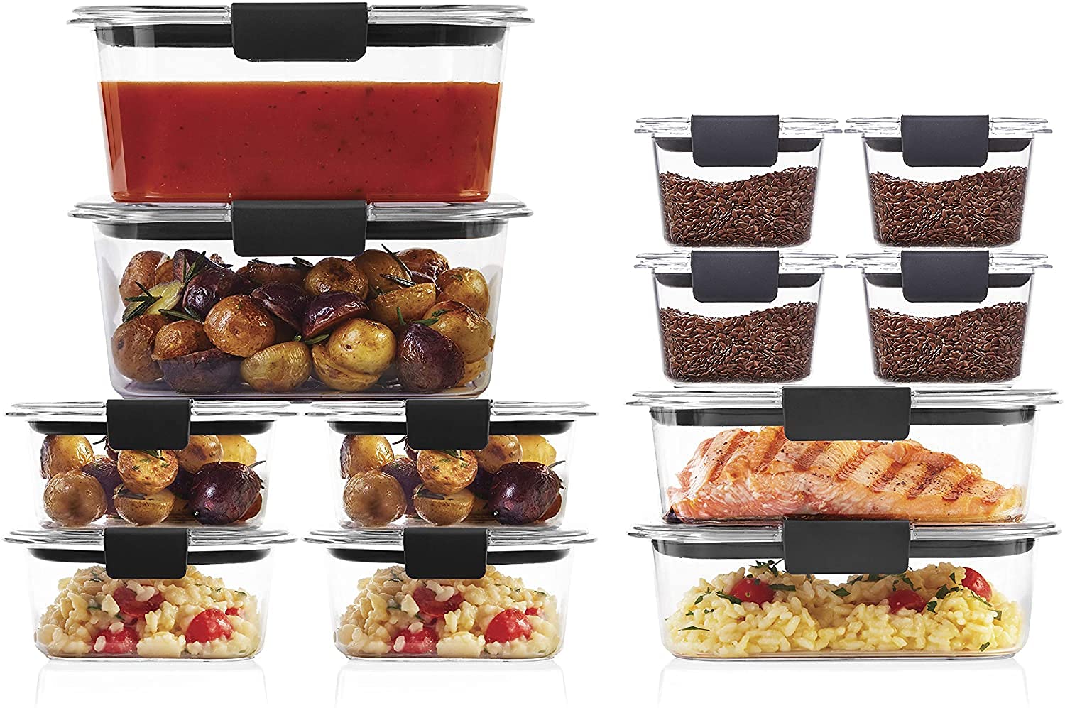 Rubbermaid Food Storage Containers with Lids - 28-Piece Set & Brilliance Airtight Containers - 12-Piece Set | BPA-Free, Stackable Kitchen Organizers for Meal Prep, Leftovers & Pantry Storage