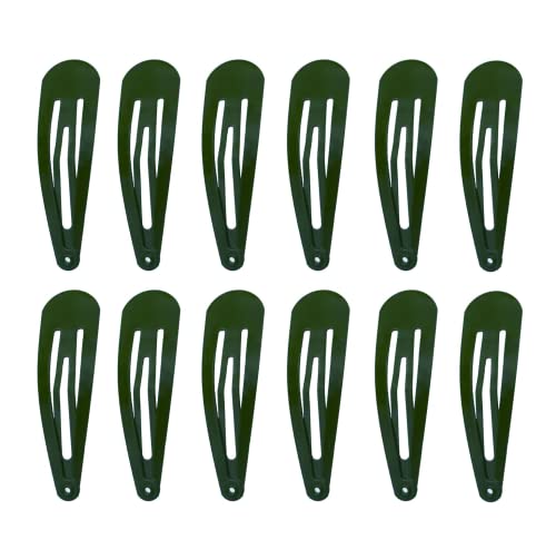 Women's Small Metal Snap Hair Clips - 6-Pack Dark Green Barrettes for Women & Girls - Hair Accessories for Styling, Salon Supplies - Perfect for Everyday Wear, School, Work & Special Occasions