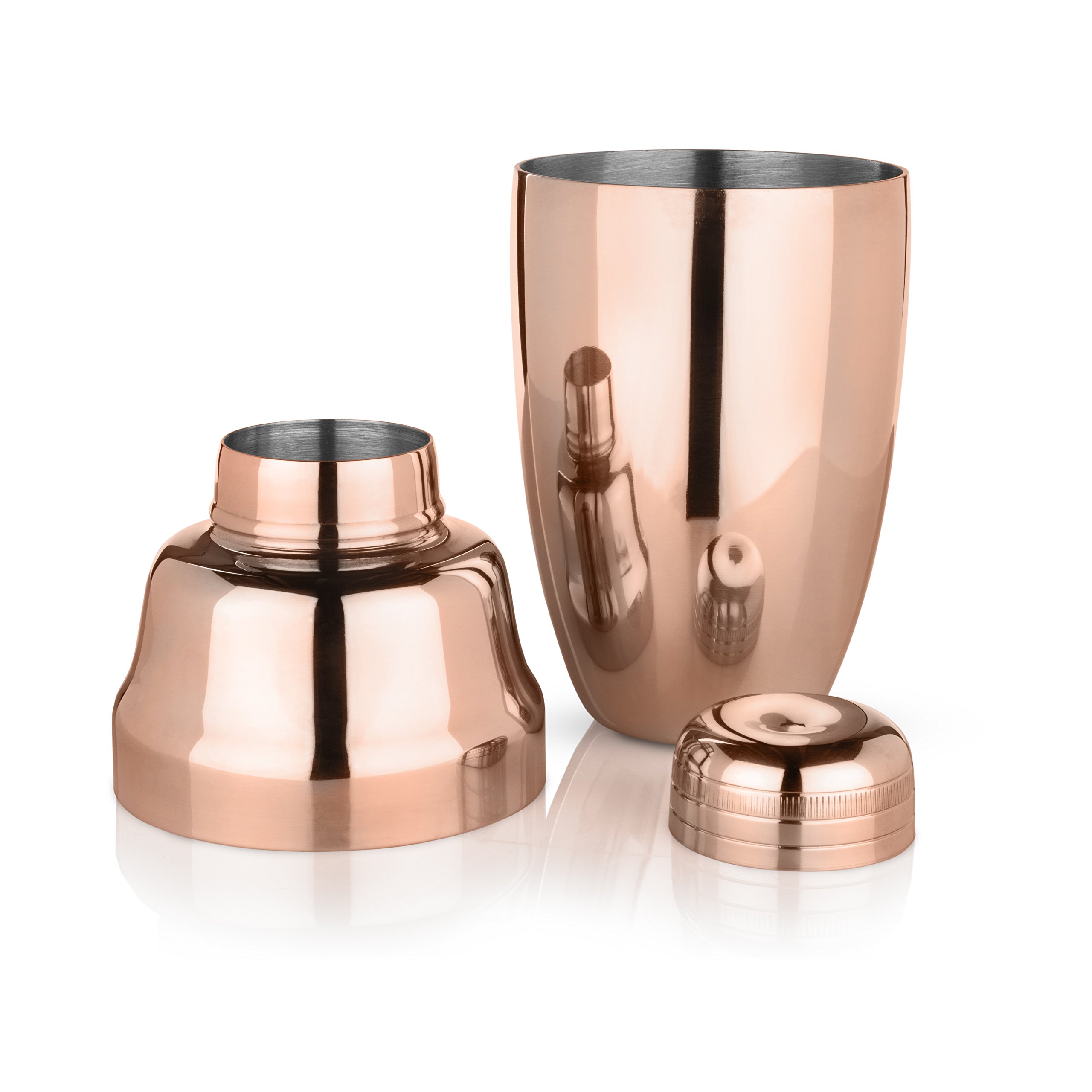 Premium Copper Cocktail Shaker Set - 16.5 oz Professional Stainless Steel Drink Mixer with Bar Strainer for Martini & Margarita | Bar Tools for Home Bartending, Parties & Mixology | Polished Copper Finish