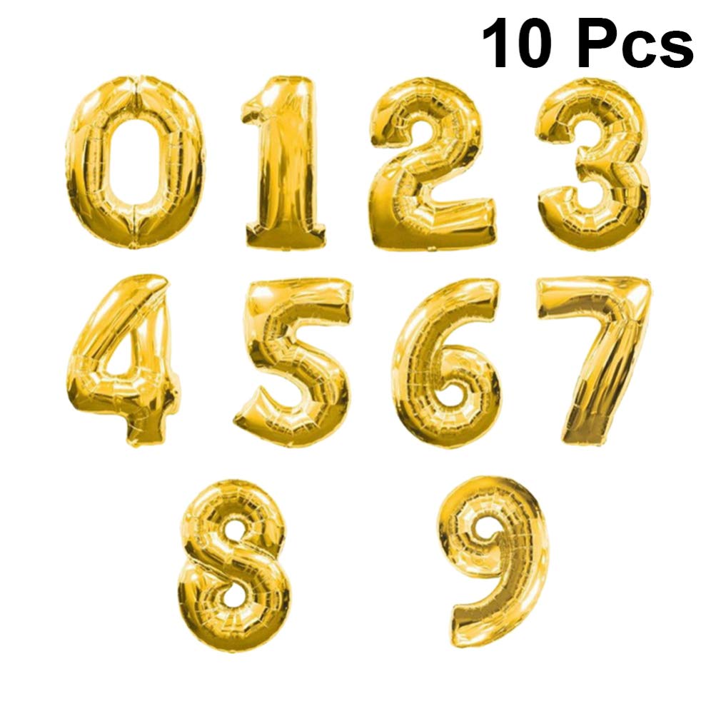 10 Pack Large Number Balloons for Birthday Party Decorations - Helium Balloons, Giant Numbers 0-9 for Wedding, Graduation, Anniversary & Baby Shower Decor