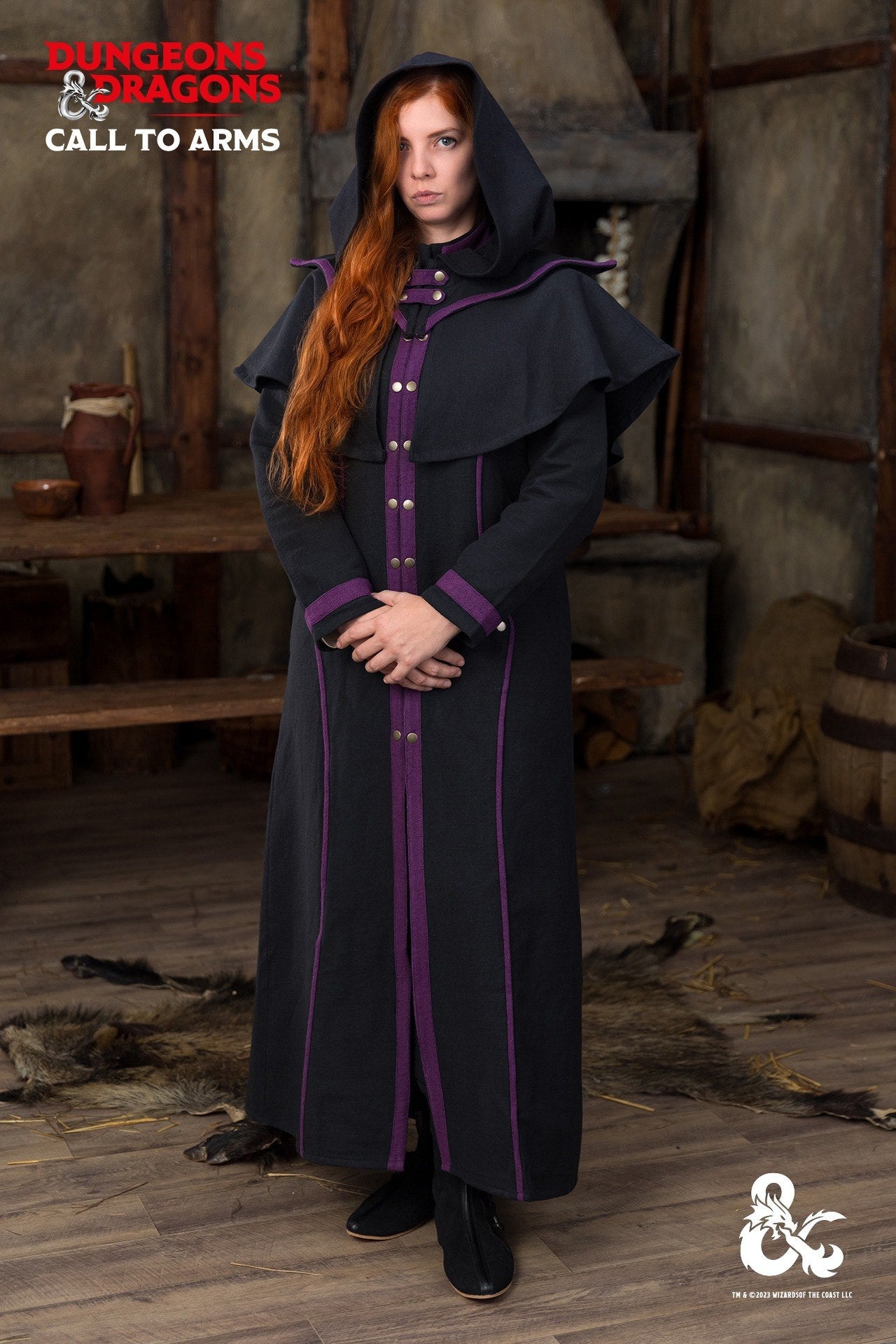 Dungeons & Dragons Warlock Costume Set - Black & Purple Outfit for Cosplay, LARP & Halloween | Complete Character Ensemble for D&D Fans