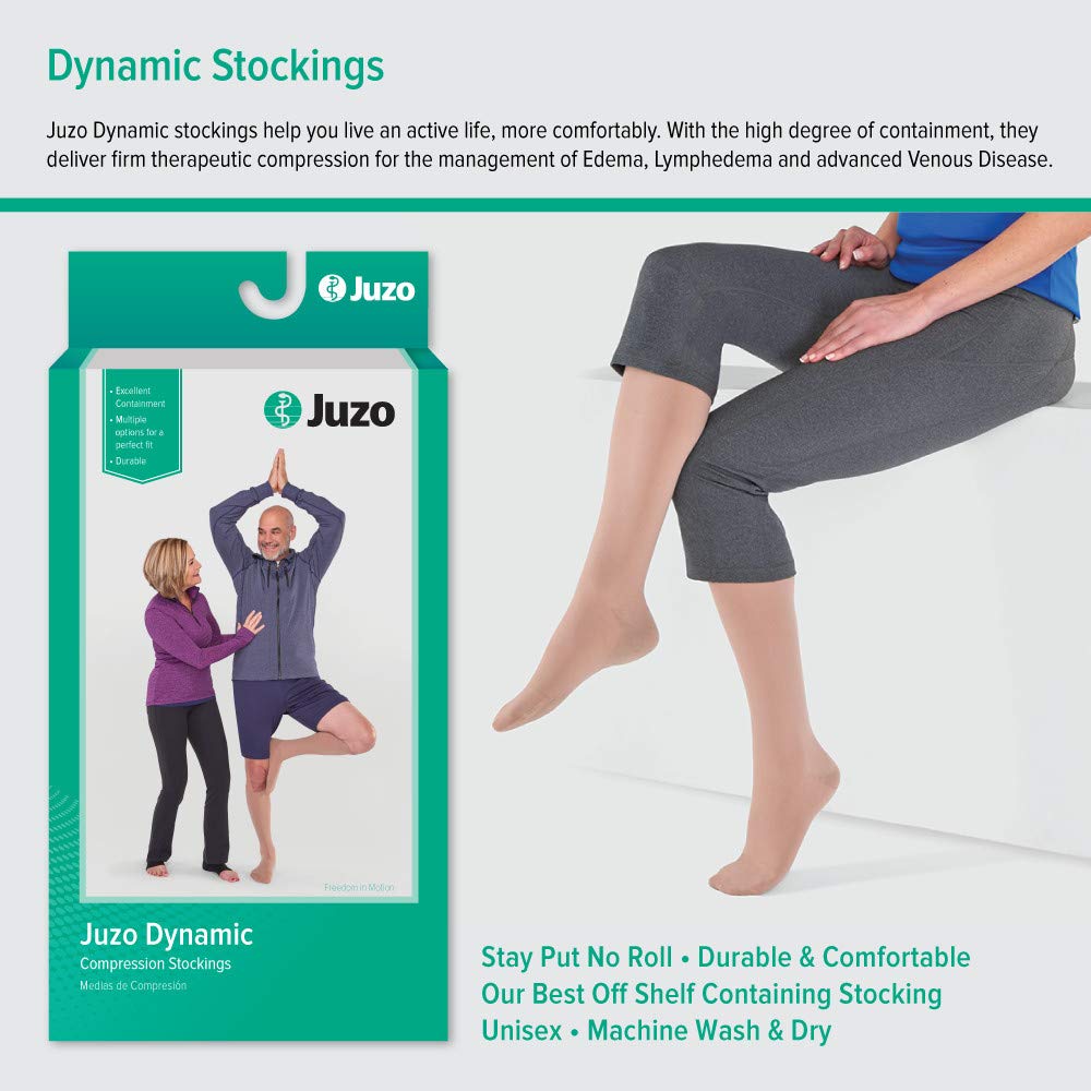 Juzo Dynamic Varin 3512 30-40mmHg Closed-Toe Knee-High Compression Socks with Silicone Top Band for Women & Men - Medical Support for Varicose Veins, Edema, Lymphedema - Perfect for Travel, Sports & Daily Wear