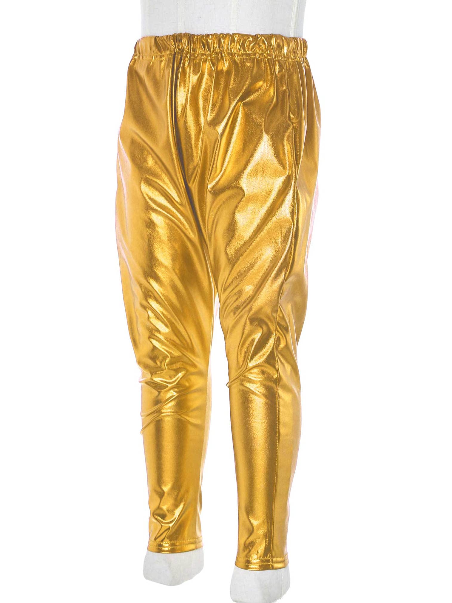 Easyforever Shiny Metallic Dance Pants for Girls & Boys - Harem Yoga Tights for Jazz, Hip Hop, Latin & Ballet - Perfect for Dance Classes, Performances & Costumes