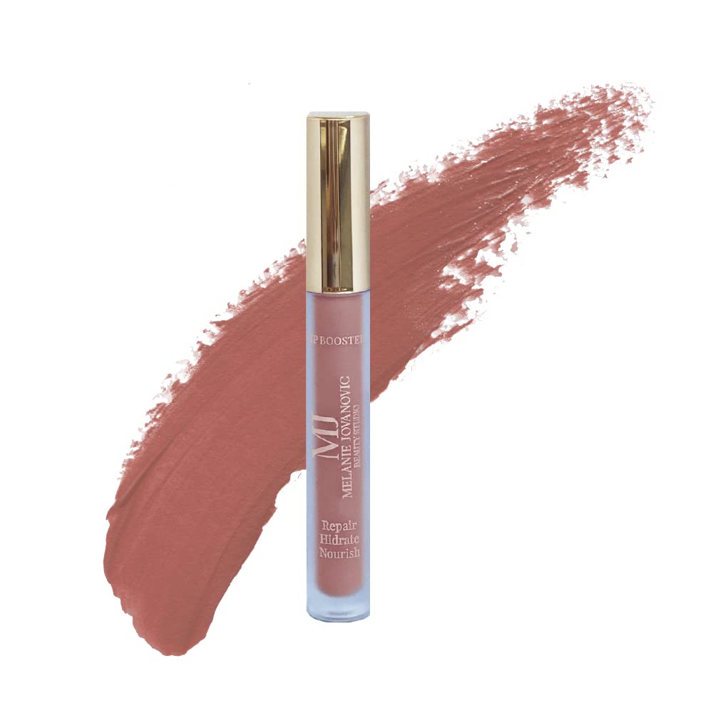 Lip Booster Matte Lipstick with Hyaluronic Acid, Collagen & Oligopeptides - 12 Hour Long Lasting, Nourishing & Hydrating Formula for Smooth Lips | Professional Makeup by Mela Beauty Studio | Perfect for Daily Wear, Special Occasions & Photo Shoots