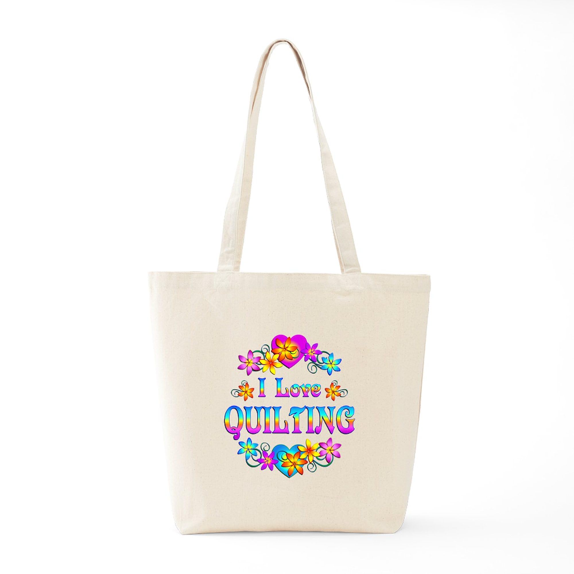 I Love Quilting Tote Bag - Natural Canvas Reusable Shopping Bag for Quilters, Groceries & Daily Use | Eco-Friendly & Durable