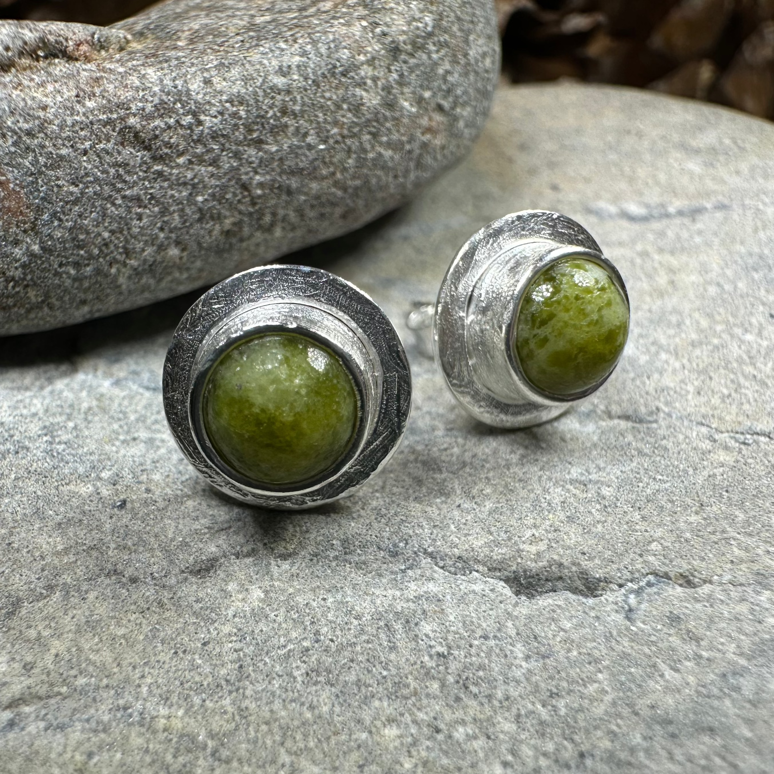 Connemara Marble Irish Coast Post Earrings - Authentic Irish Jewelry, Dainty Green Stone Stud Earrings for Women, Perfect for St. Patrick's Day Gifts & Everyday Wear