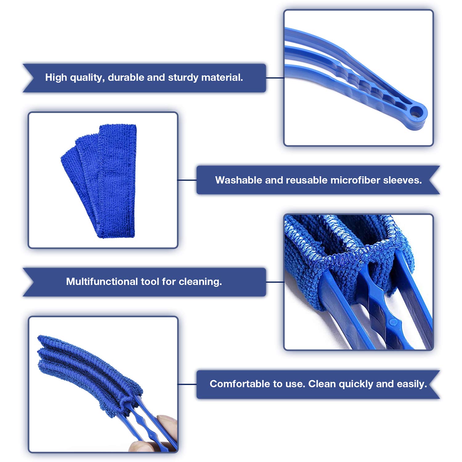 2 Pack Window Blind Cleaner Duster Tool with 12 Microfiber Sleeves - Easy Cleaning for Blinds, Shutters, AC Vents & Home Dusting - Perfect for Venetian Blinds, Jalousie Shutters & HVAC Maintenance